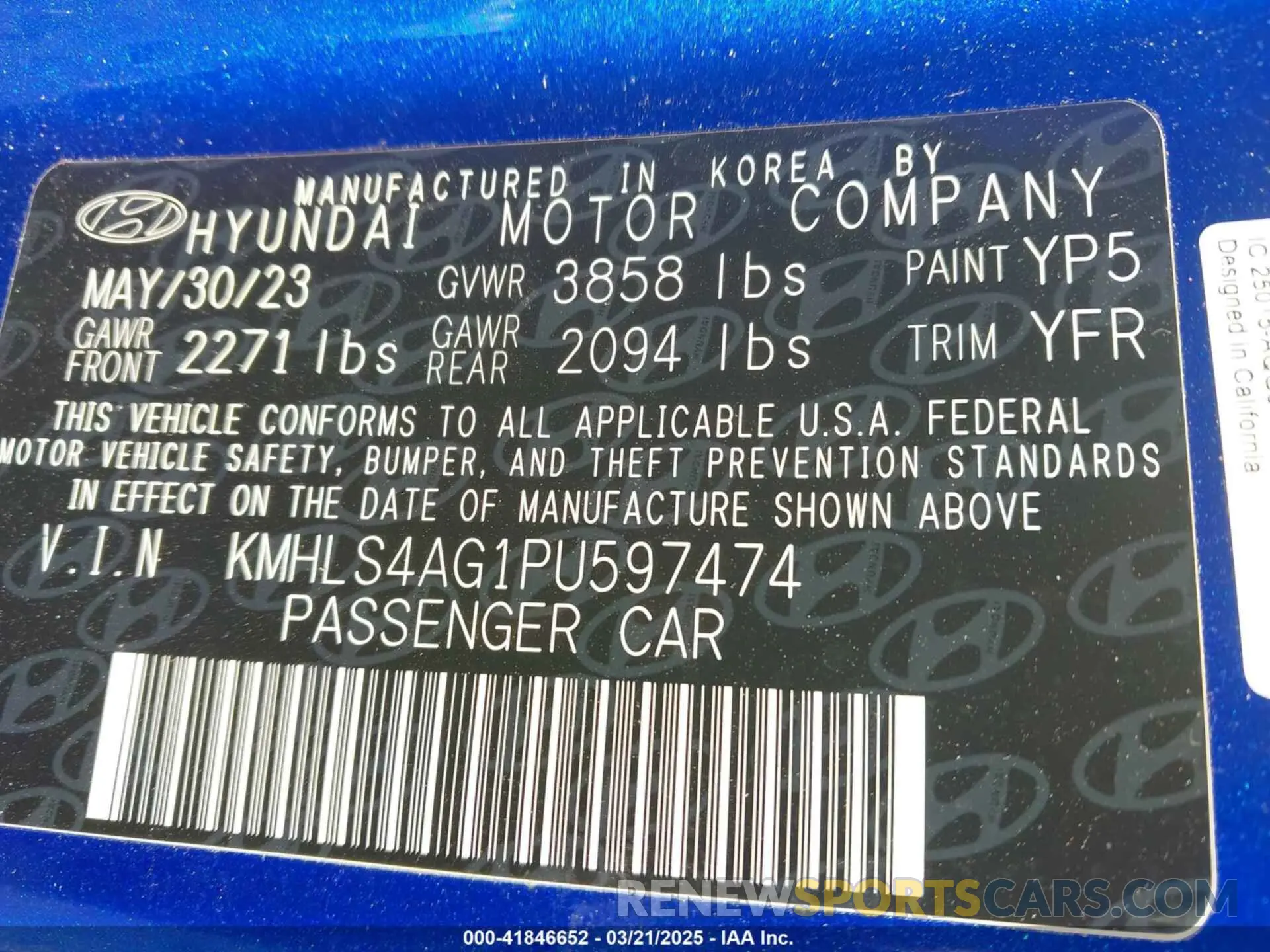 9 Photograph of a damaged car KMHLS4AG1PU597474 HYUNDAI ELANTRA 2023