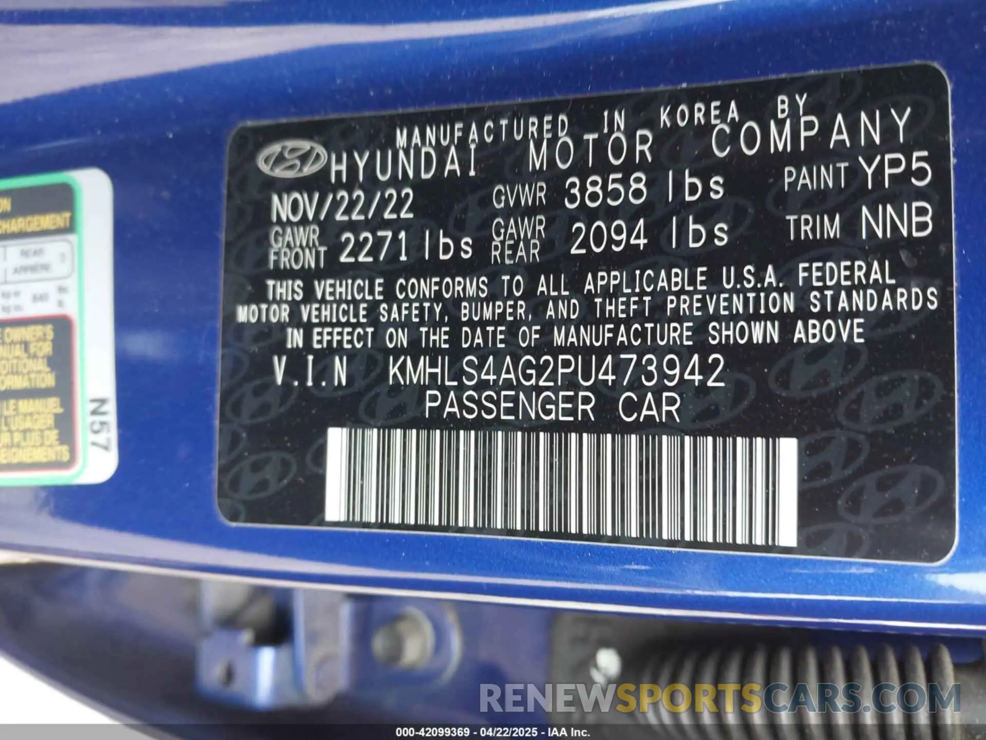 9 Photograph of a damaged car KMHLS4AG2PU473942 HYUNDAI ELANTRA 2023