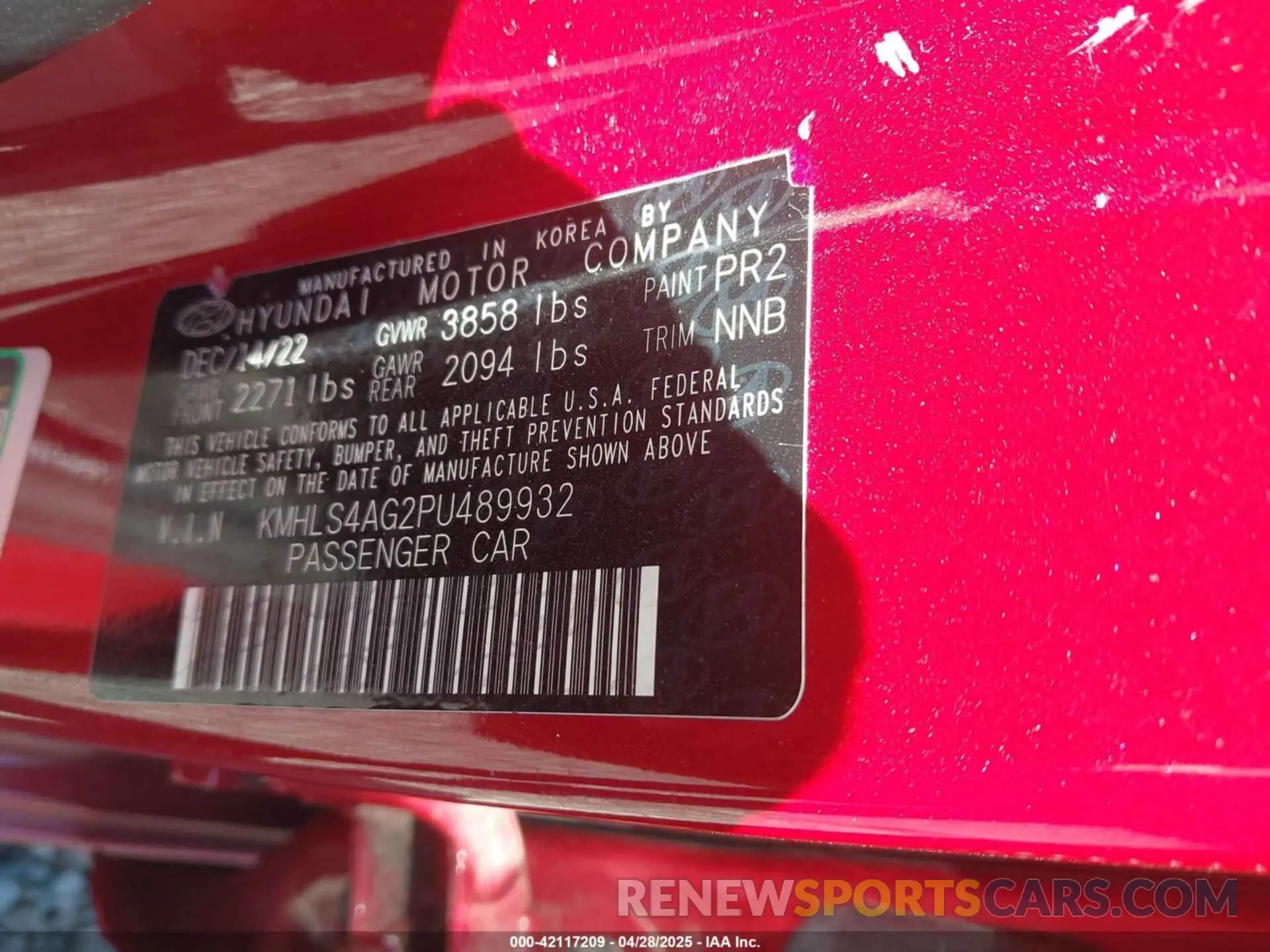 9 Photograph of a damaged car KMHLS4AG2PU489932 HYUNDAI ELANTRA 2023