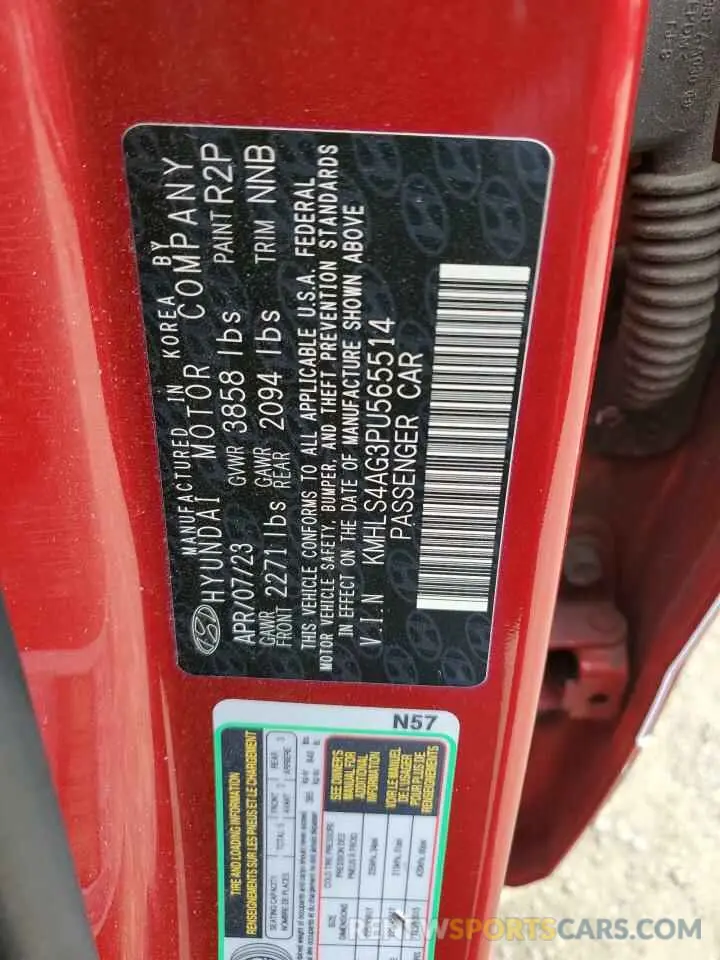 12 Photograph of a damaged car KMHLS4AG3PU565514 HYUNDAI ELANTRA 2023