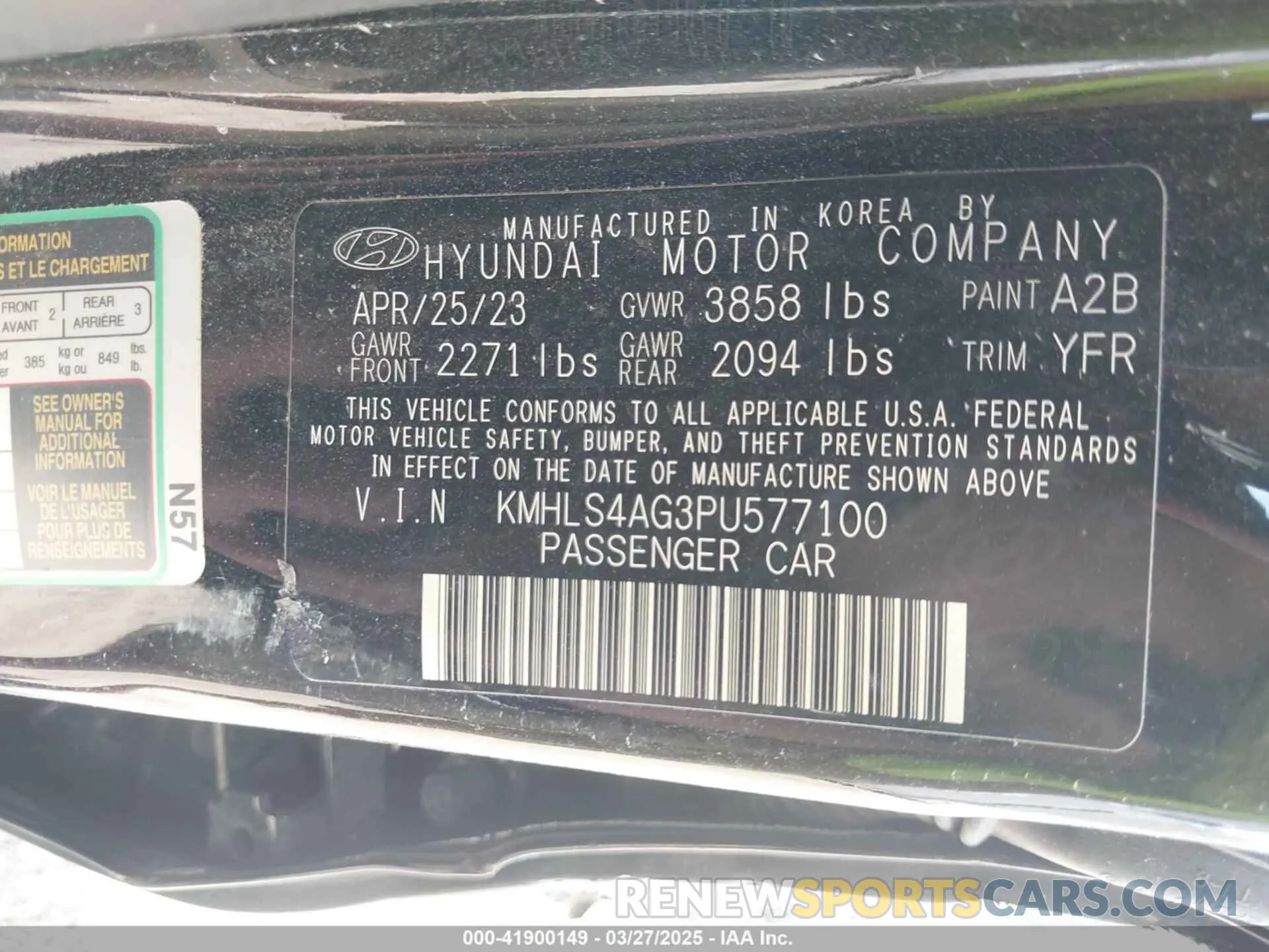 9 Photograph of a damaged car KMHLS4AG3PU577100 HYUNDAI ELANTRA 2023