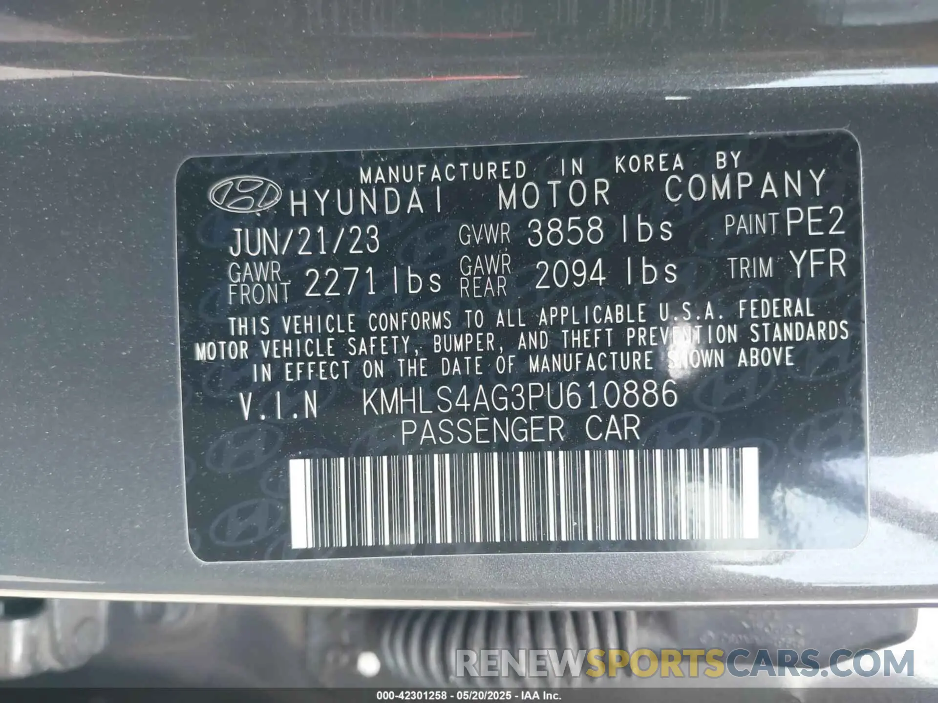 9 Photograph of a damaged car KMHLS4AG3PU610886 HYUNDAI ELANTRA 2023