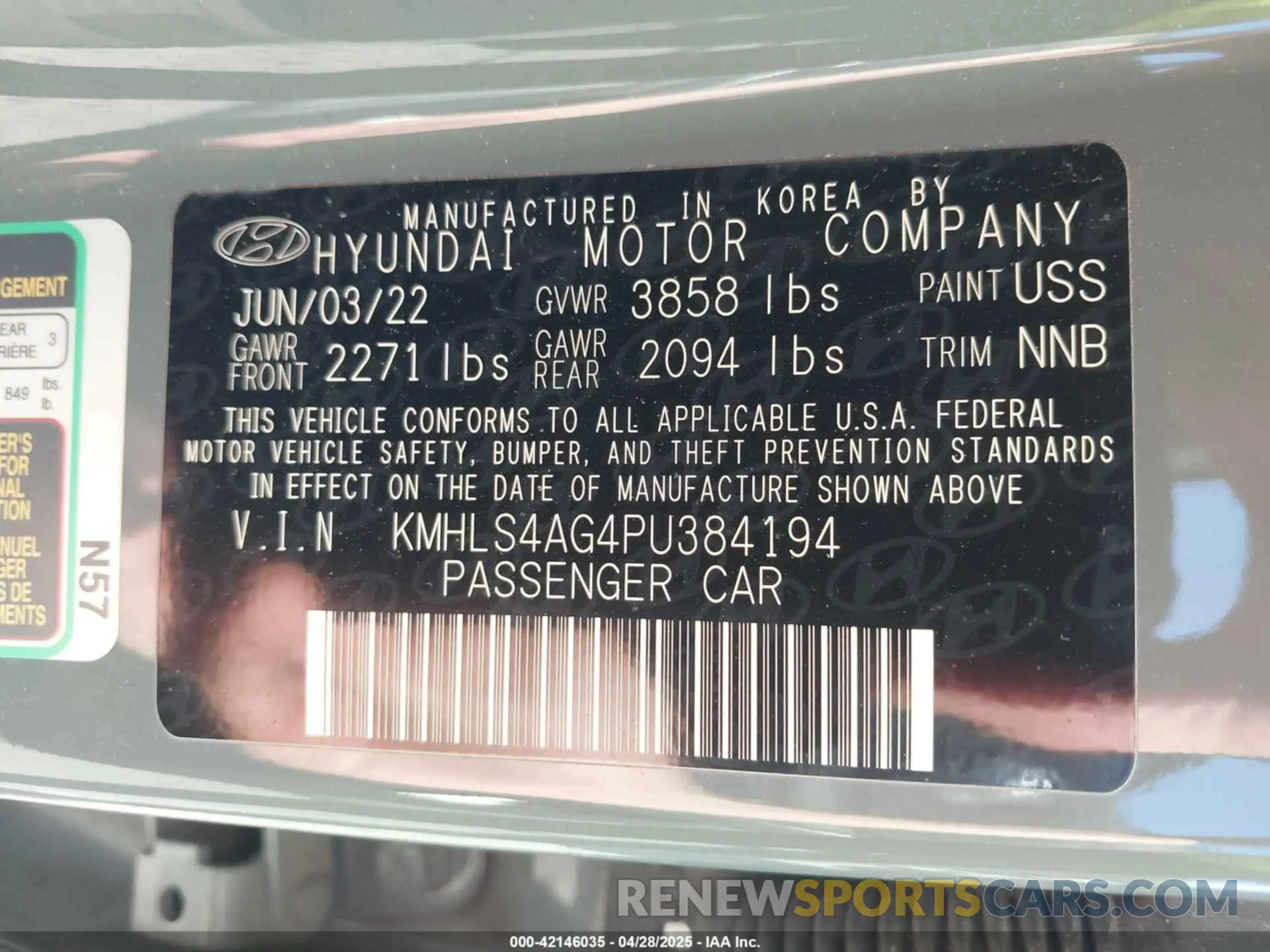 9 Photograph of a damaged car KMHLS4AG4PU384194 HYUNDAI ELANTRA 2023