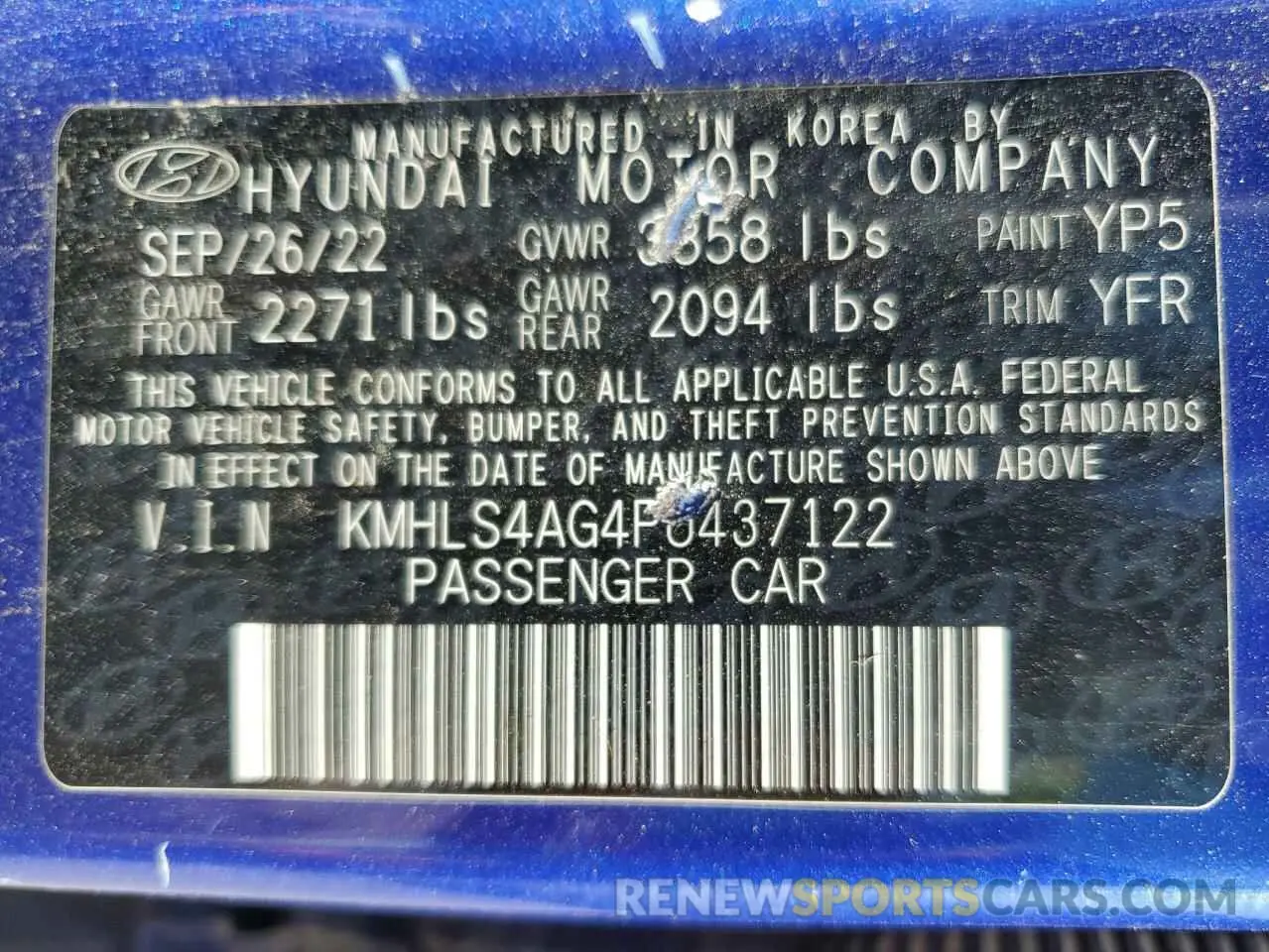 12 Photograph of a damaged car KMHLS4AG4PU437122 HYUNDAI ELANTRA 2023