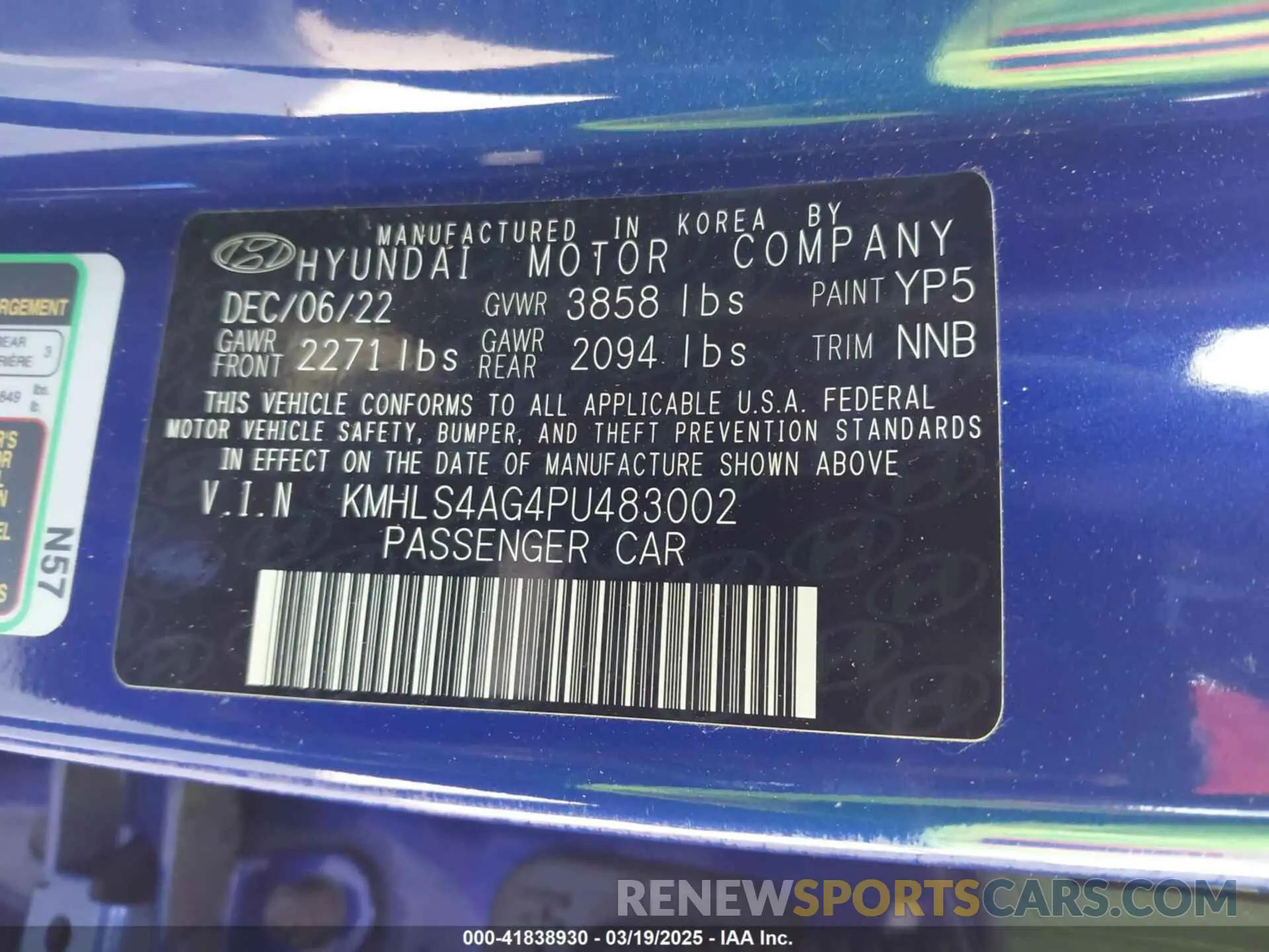 9 Photograph of a damaged car KMHLS4AG4PU483002 HYUNDAI ELANTRA 2023