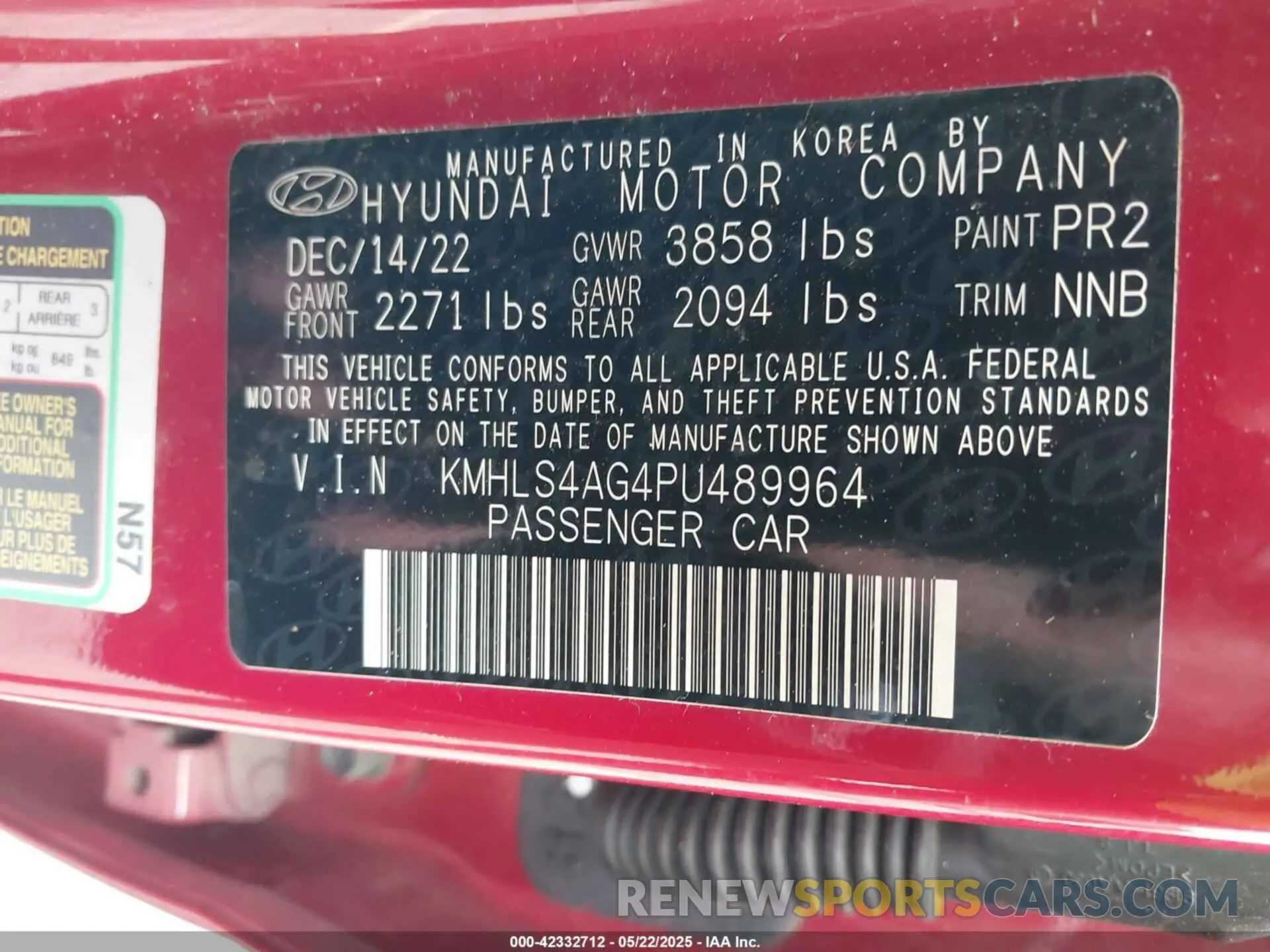 9 Photograph of a damaged car KMHLS4AG4PU489964 HYUNDAI ELANTRA 2023