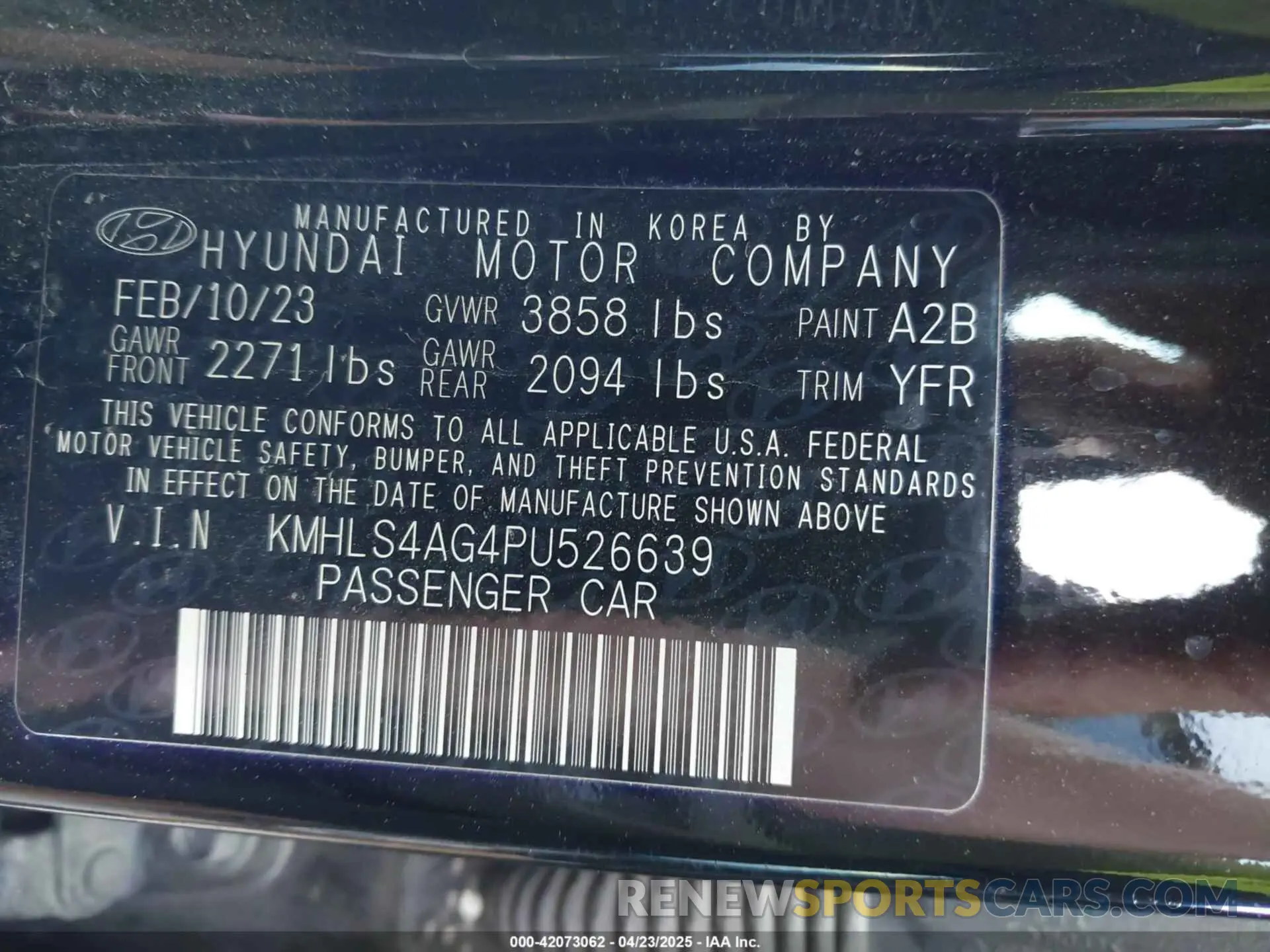 9 Photograph of a damaged car KMHLS4AG4PU526639 HYUNDAI ELANTRA 2023
