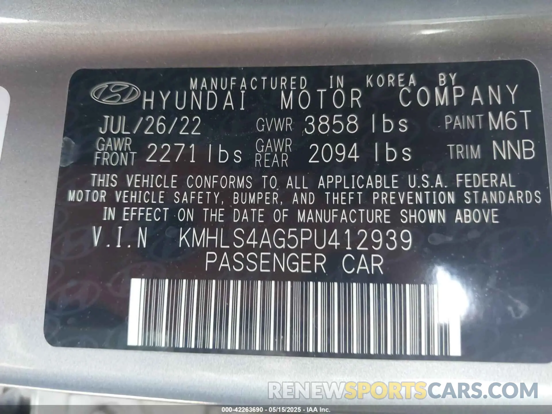 9 Photograph of a damaged car KMHLS4AG5PU412939 HYUNDAI ELANTRA 2023