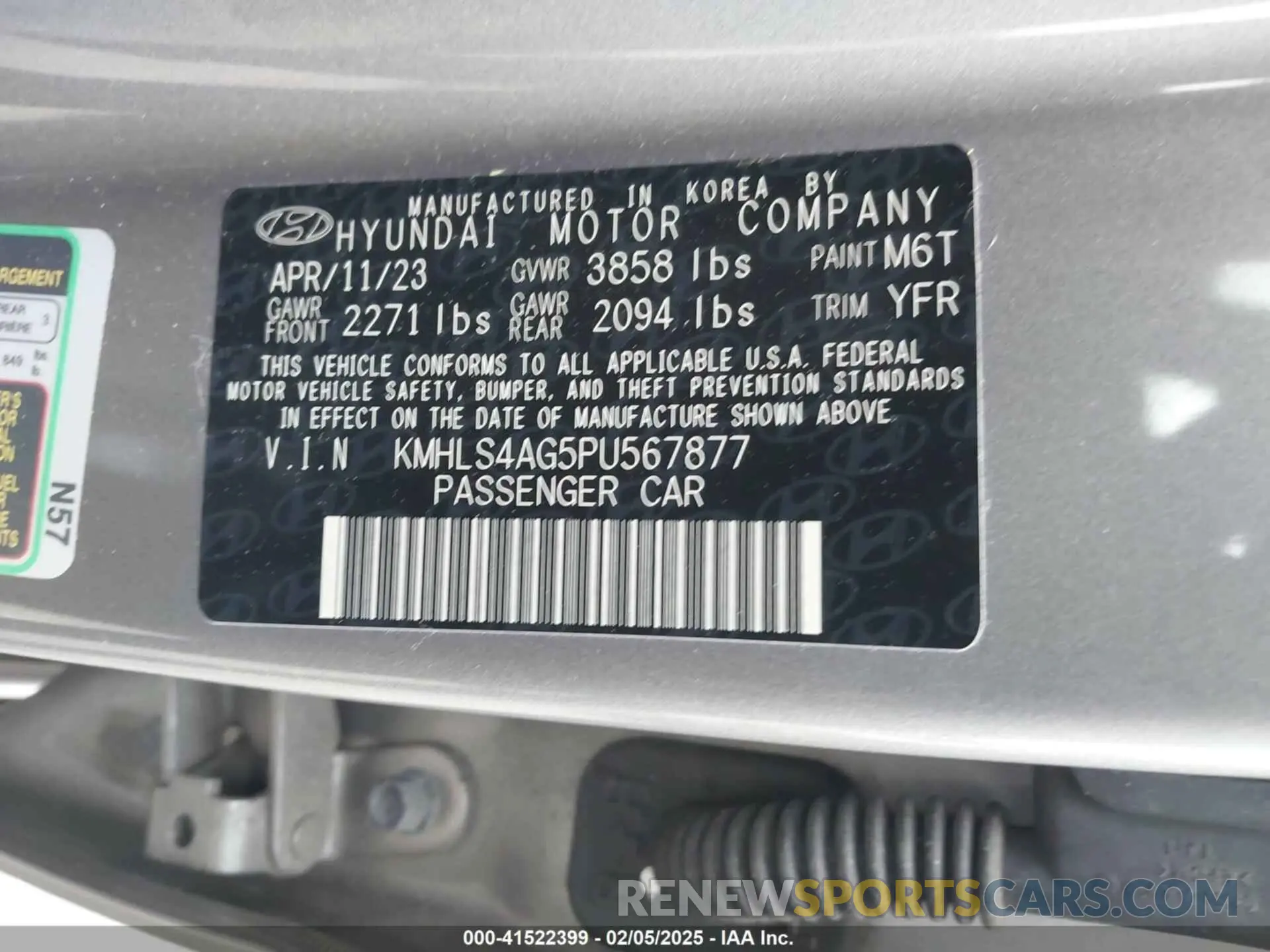 9 Photograph of a damaged car KMHLS4AG5PU567877 HYUNDAI ELANTRA 2023