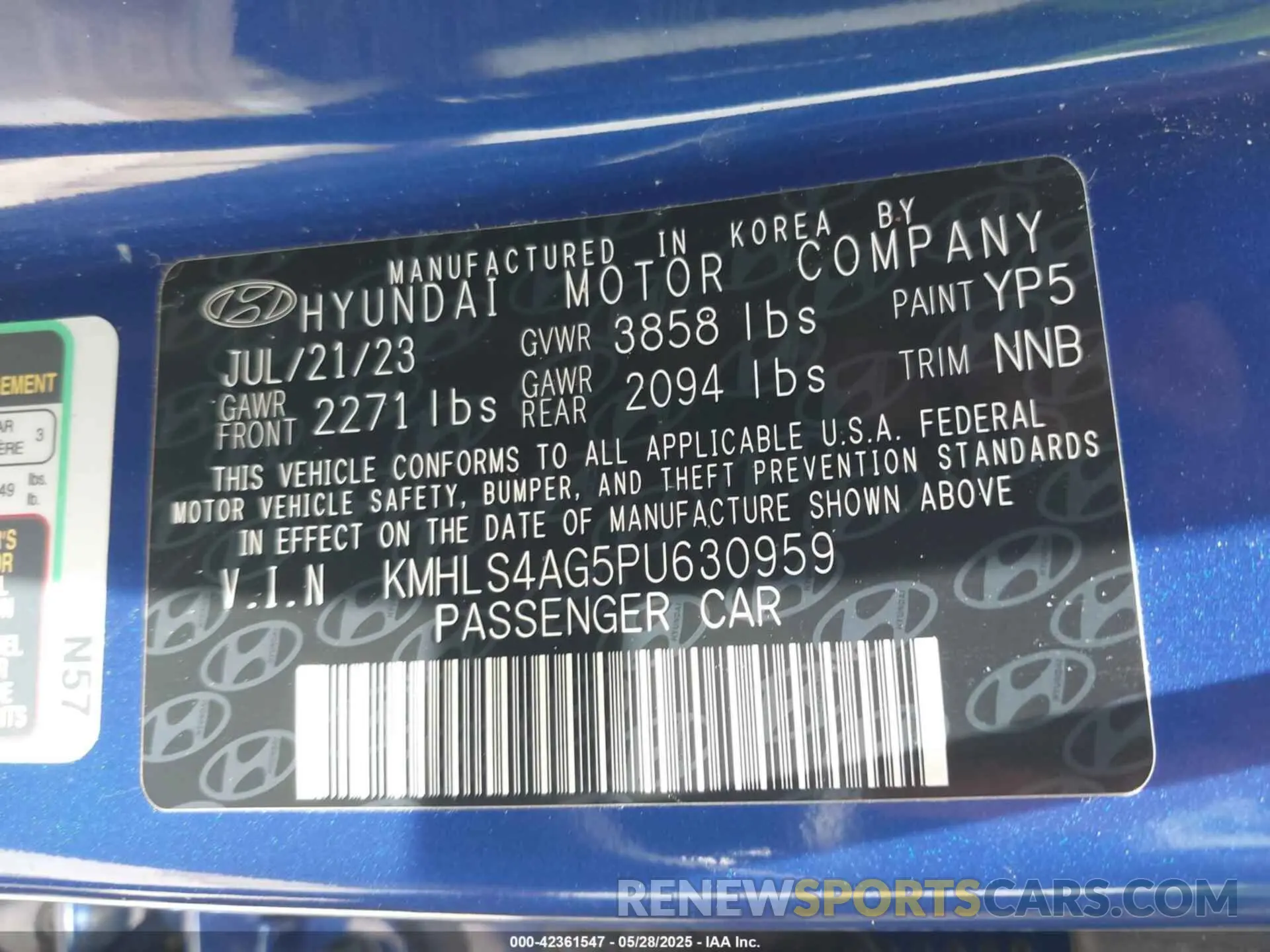 9 Photograph of a damaged car KMHLS4AG5PU630959 HYUNDAI ELANTRA 2023