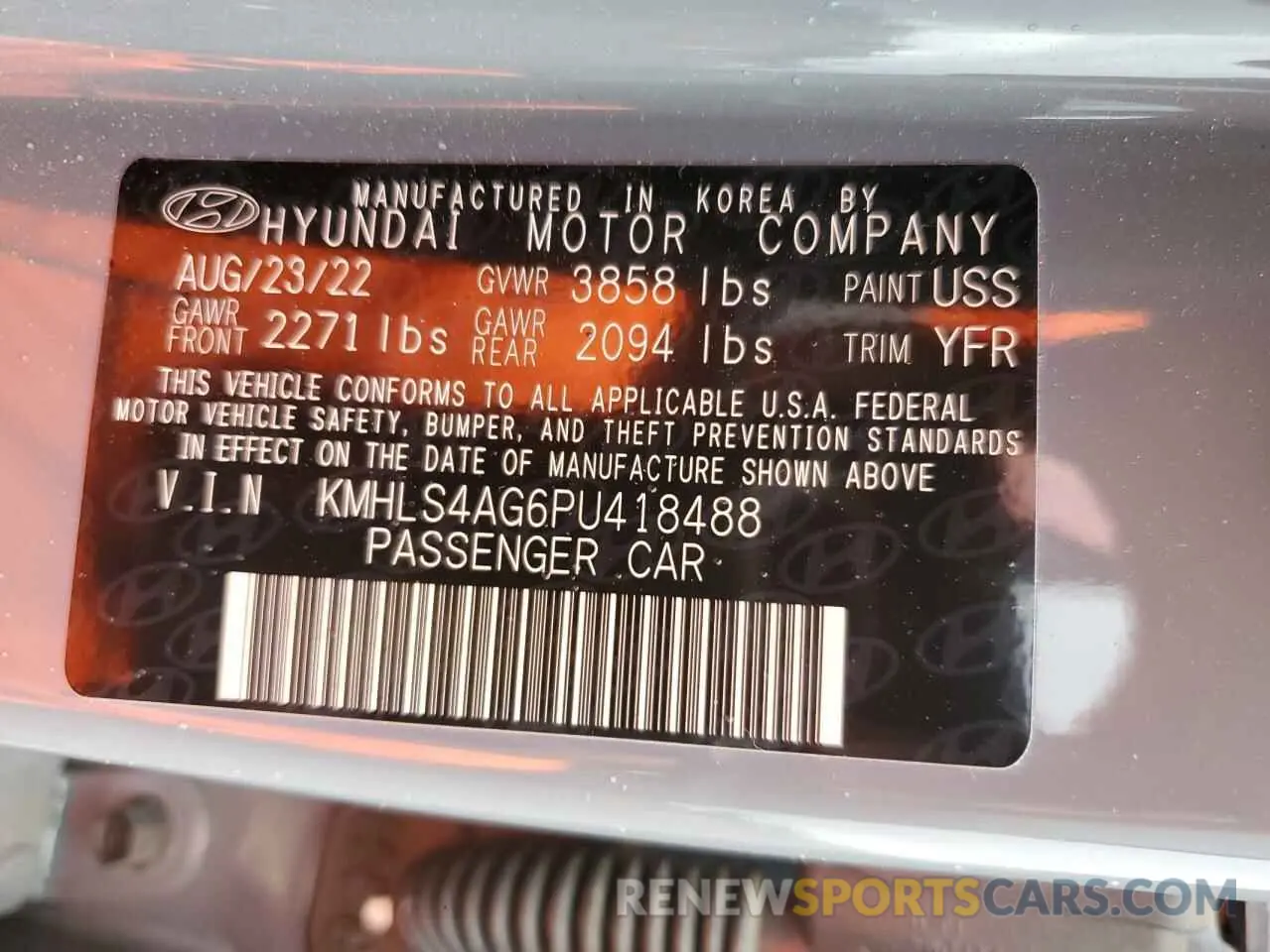 14 Photograph of a damaged car KMHLS4AG6PU418488 HYUNDAI ELANTRA 2023