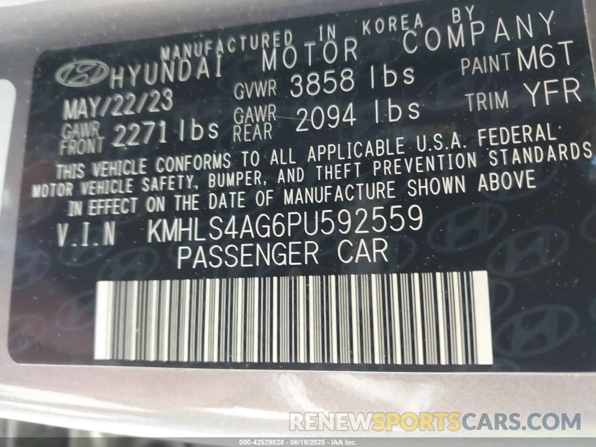 9 Photograph of a damaged car KMHLS4AG6PU592559 HYUNDAI ELANTRA 2023