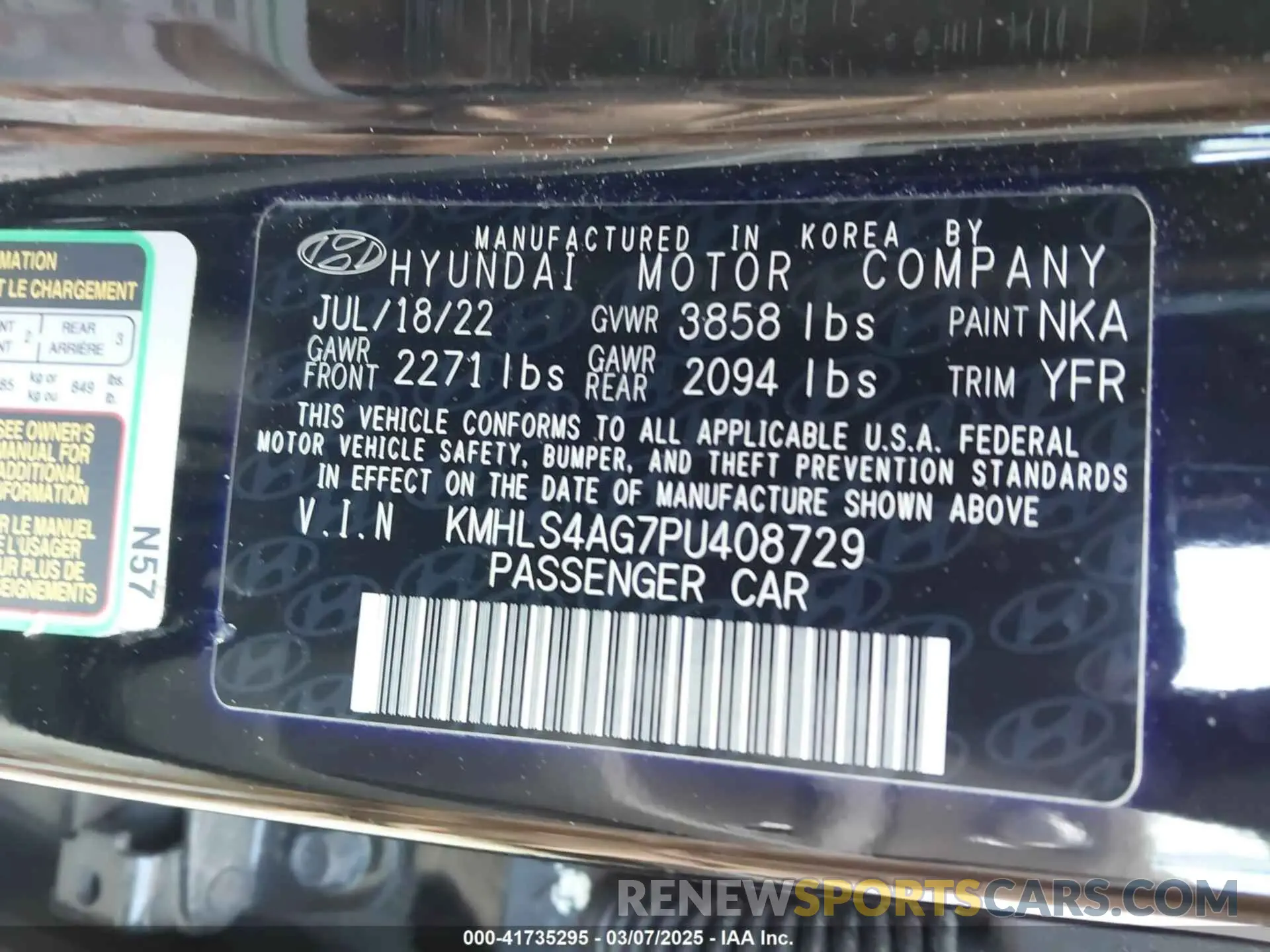 9 Photograph of a damaged car KMHLS4AG7PU408729 HYUNDAI ELANTRA 2023
