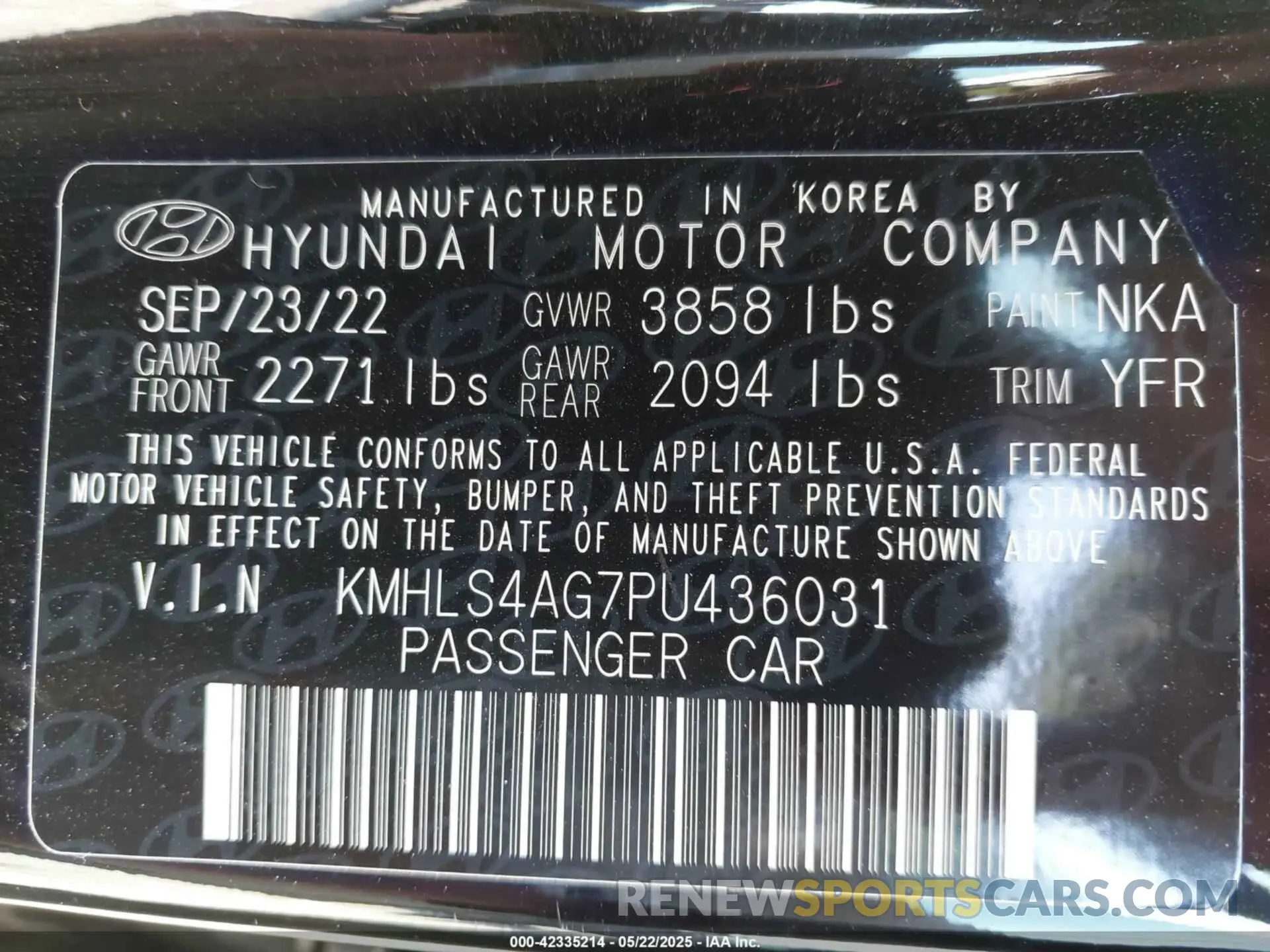 9 Photograph of a damaged car KMHLS4AG7PU436031 HYUNDAI ELANTRA 2023