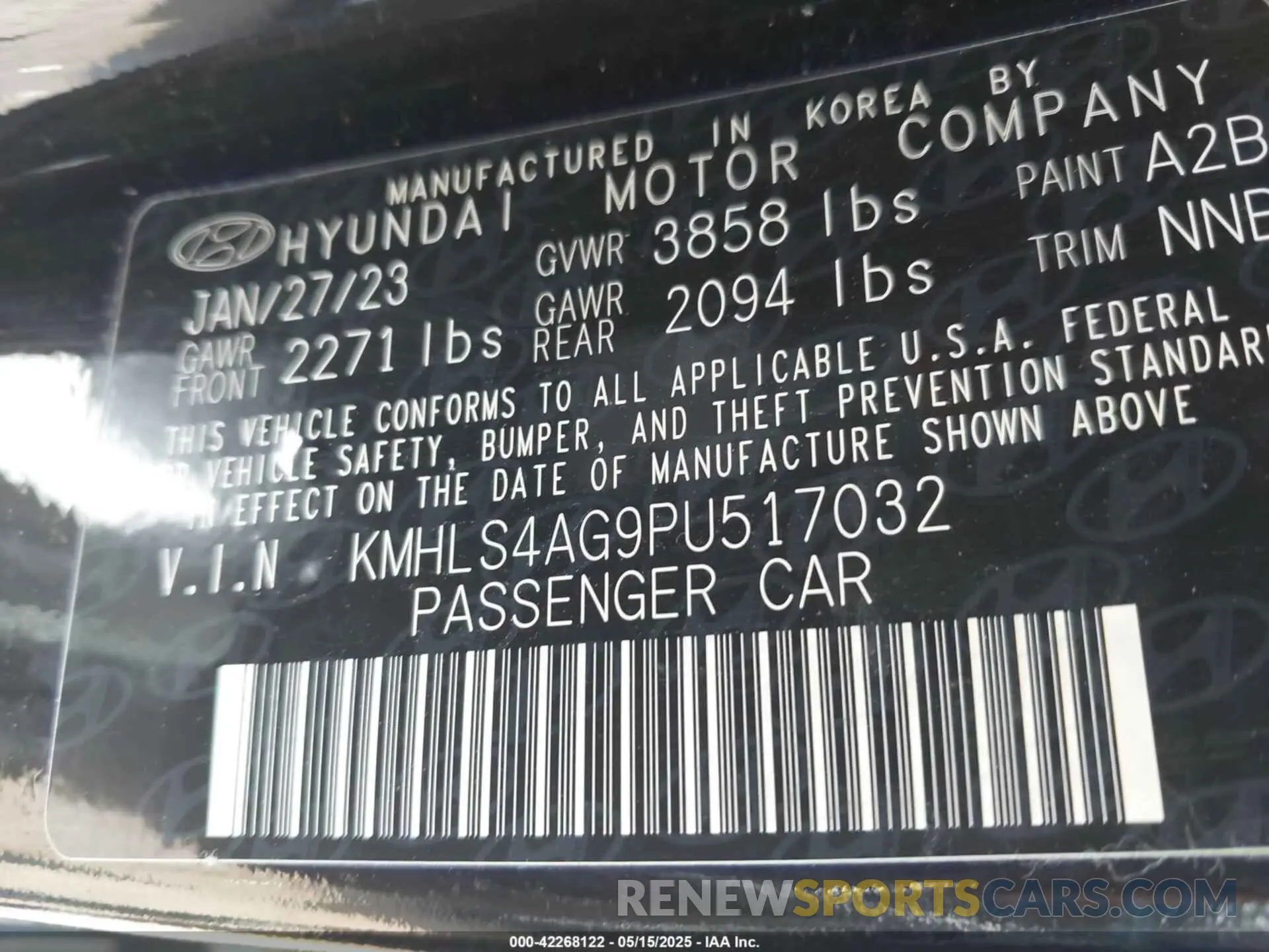 9 Photograph of a damaged car KMHLS4AG9PU517032 HYUNDAI ELANTRA 2023
