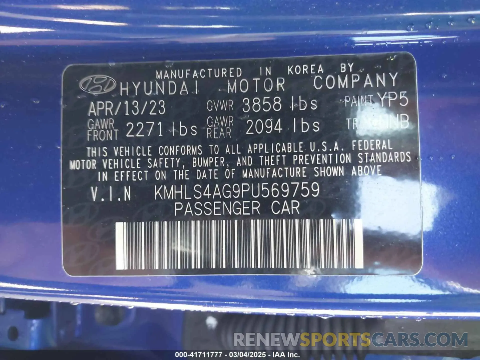 9 Photograph of a damaged car KMHLS4AG9PU569759 HYUNDAI ELANTRA 2023