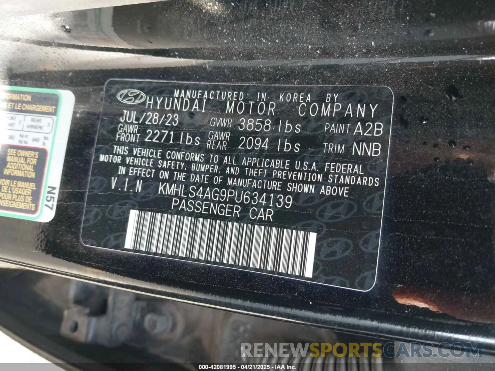 9 Photograph of a damaged car KMHLS4AG9PU634139 HYUNDAI ELANTRA 2023
