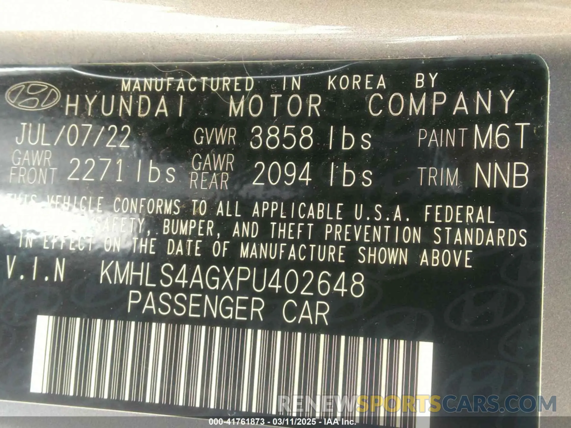 9 Photograph of a damaged car KMHLS4AGXPU402648 HYUNDAI ELANTRA 2023
