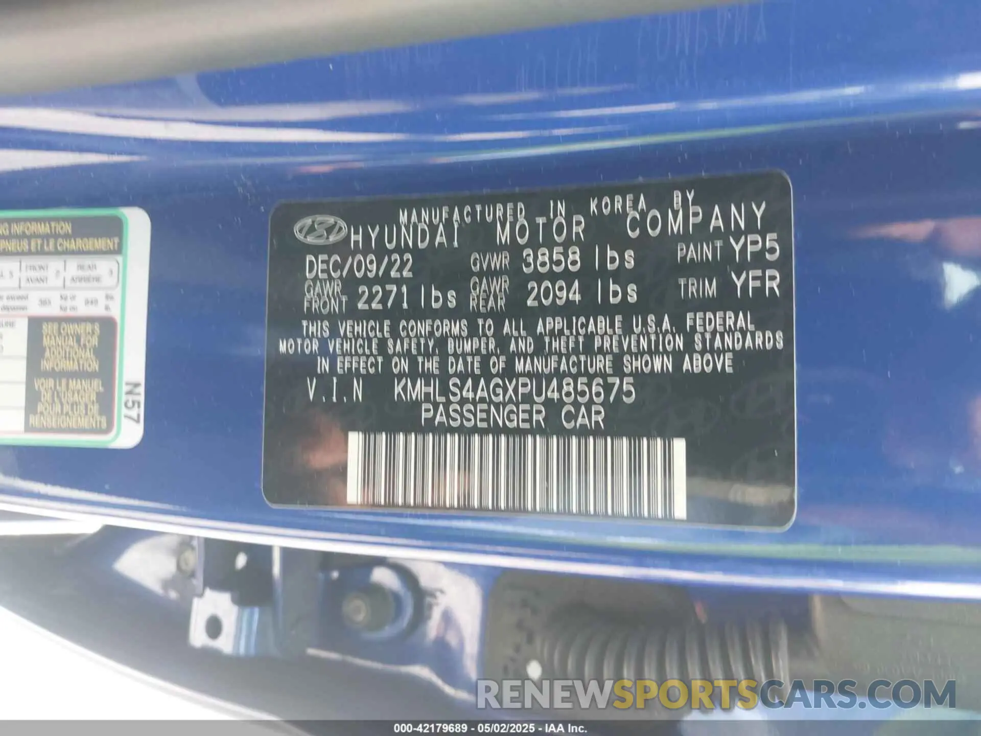 9 Photograph of a damaged car KMHLS4AGXPU485675 HYUNDAI ELANTRA 2023