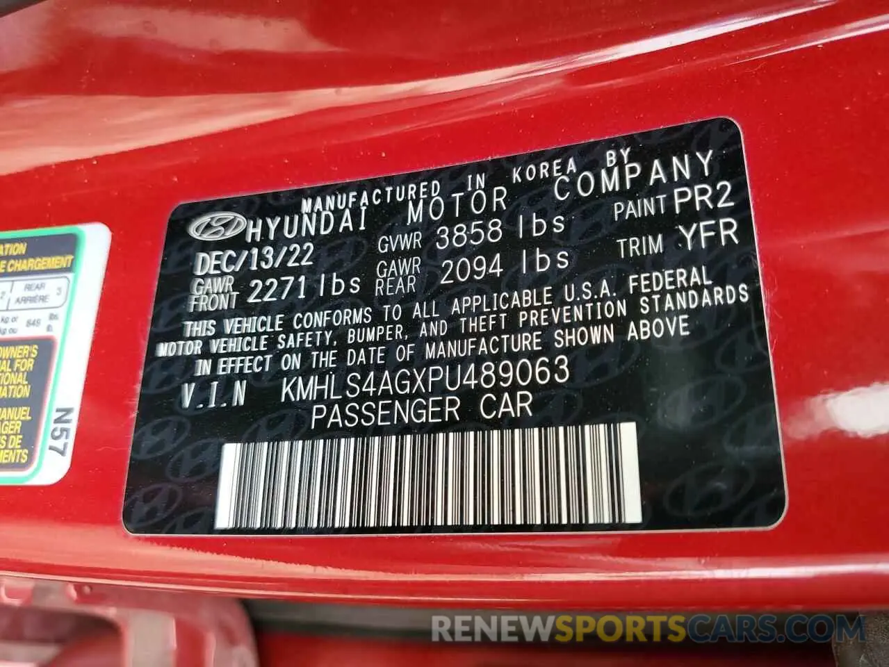 13 Photograph of a damaged car KMHLS4AGXPU489063 HYUNDAI ELANTRA 2023