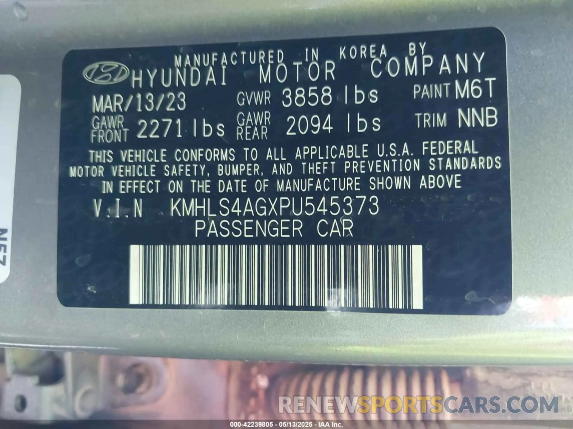 9 Photograph of a damaged car KMHLS4AGXPU545373 HYUNDAI ELANTRA 2023