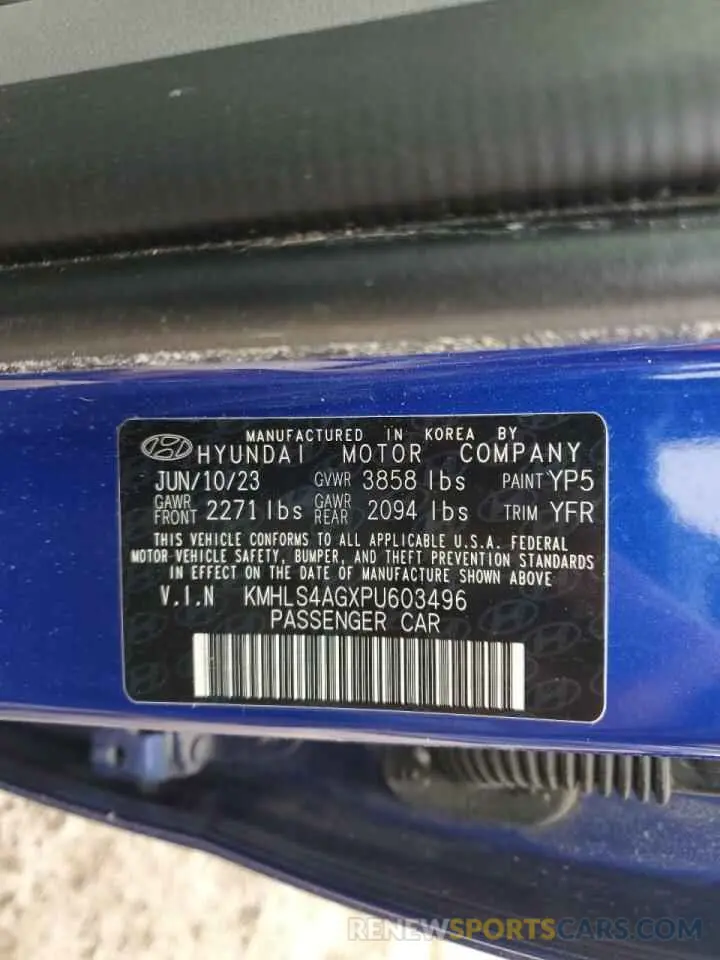 12 Photograph of a damaged car KMHLS4AGXPU603496 HYUNDAI ELANTRA 2023