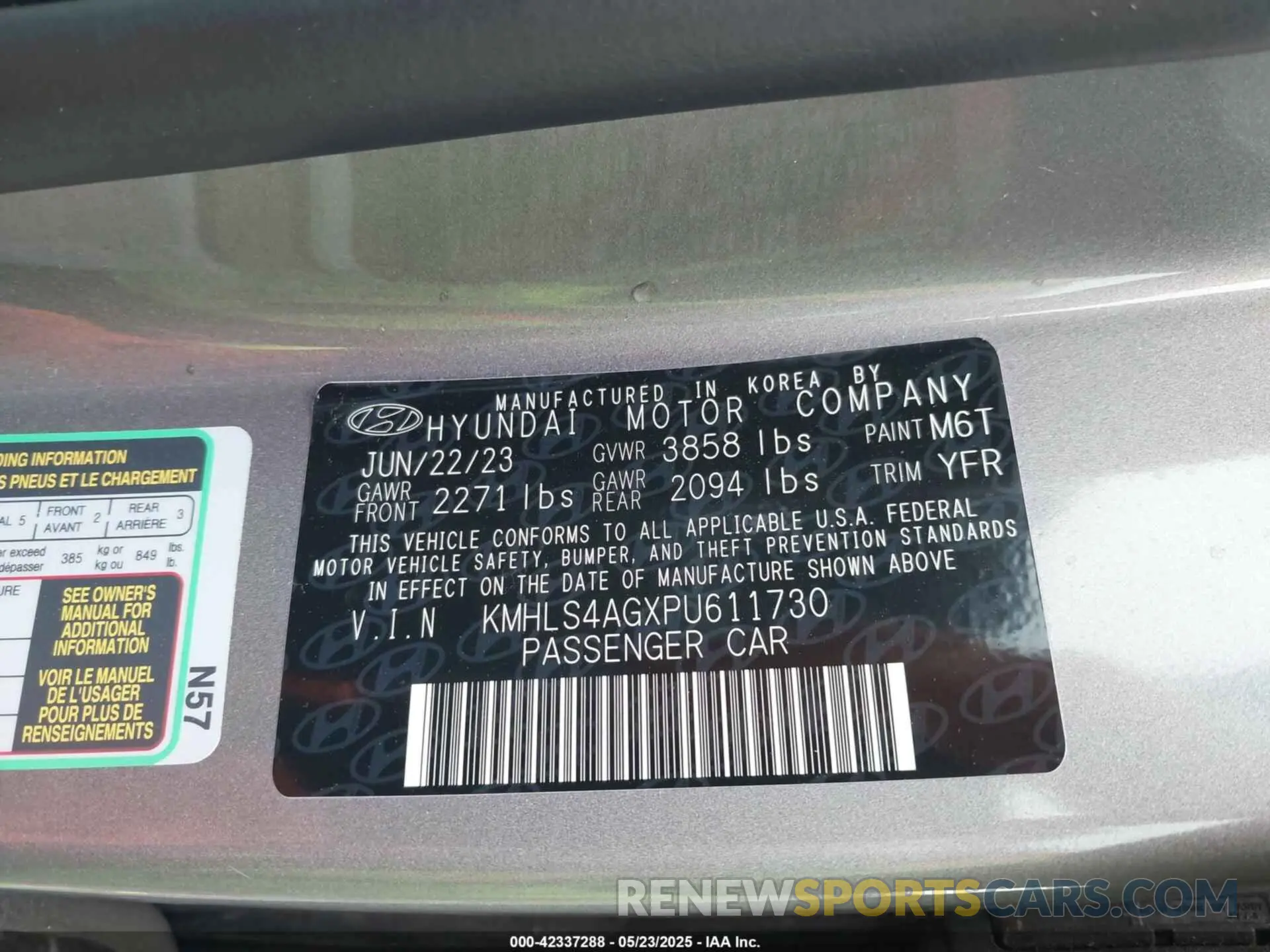 9 Photograph of a damaged car KMHLS4AGXPU611730 HYUNDAI ELANTRA 2023