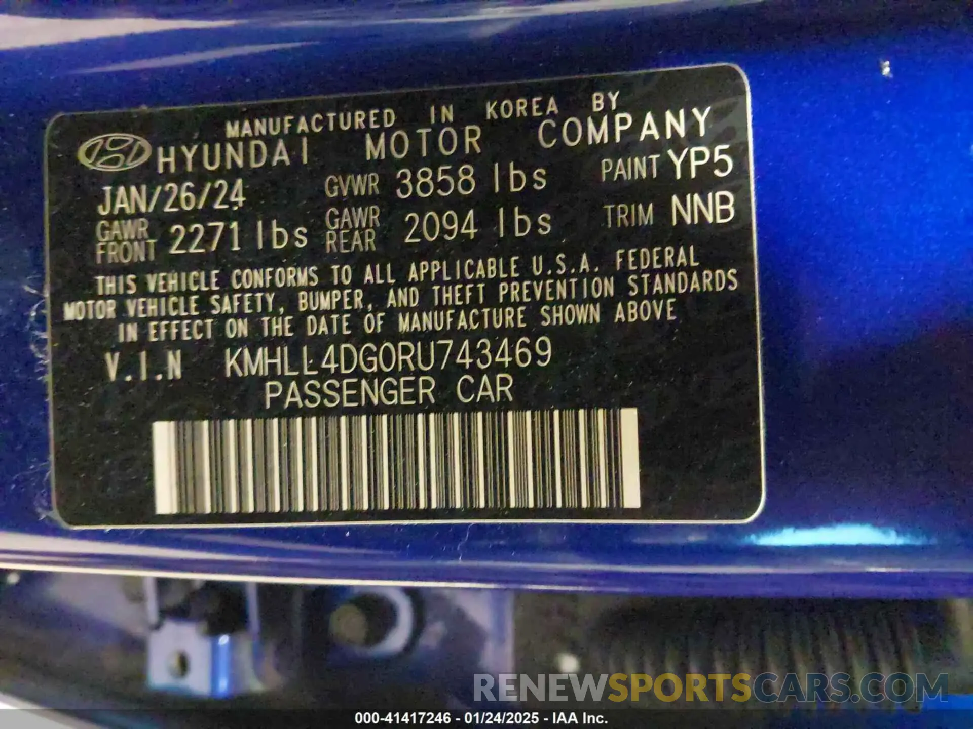 9 Photograph of a damaged car KMHLL4DG0RU743469 HYUNDAI ELANTRA 2024