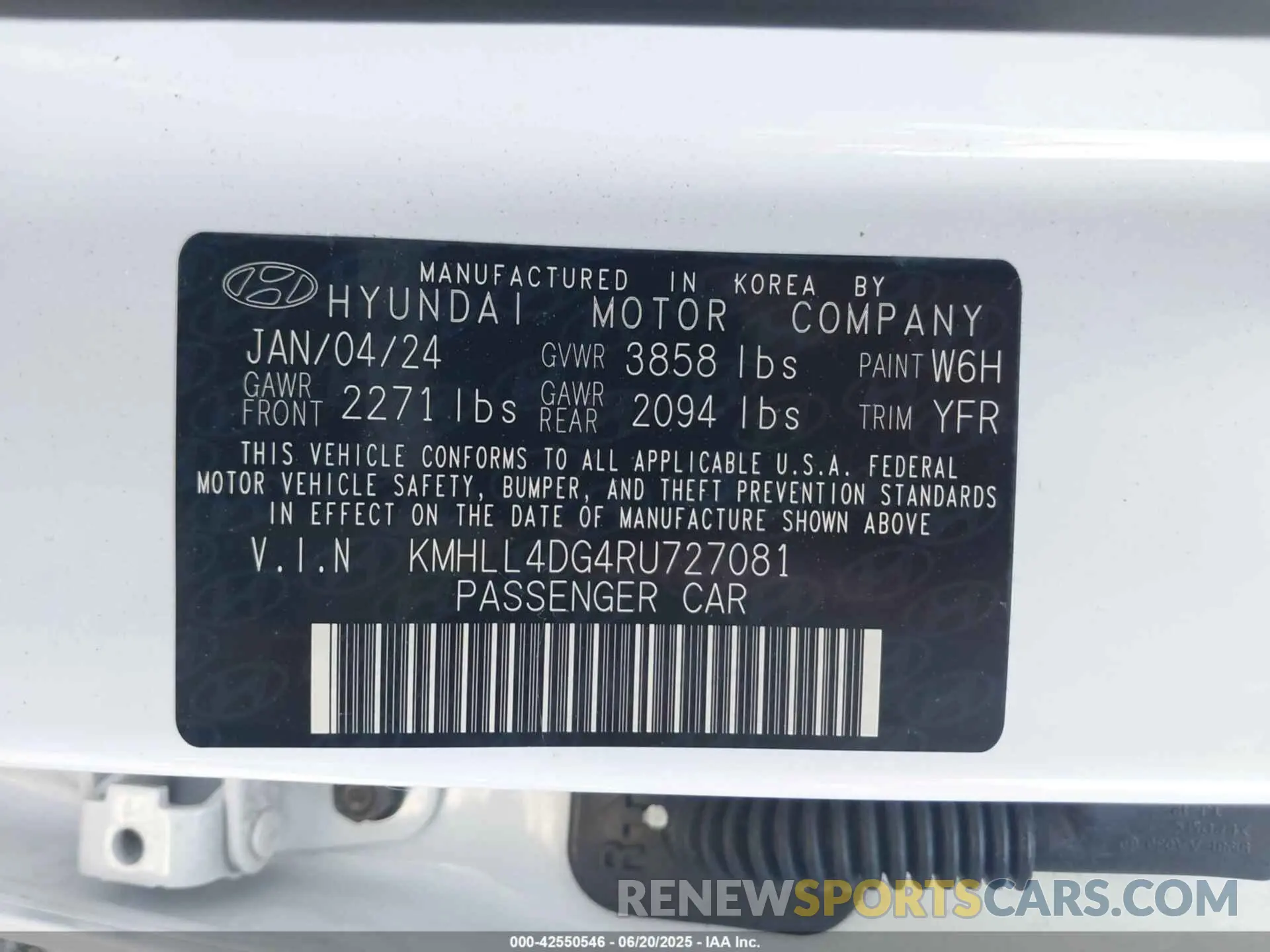 9 Photograph of a damaged car KMHLL4DG4RU727081 HYUNDAI ELANTRA 2024
