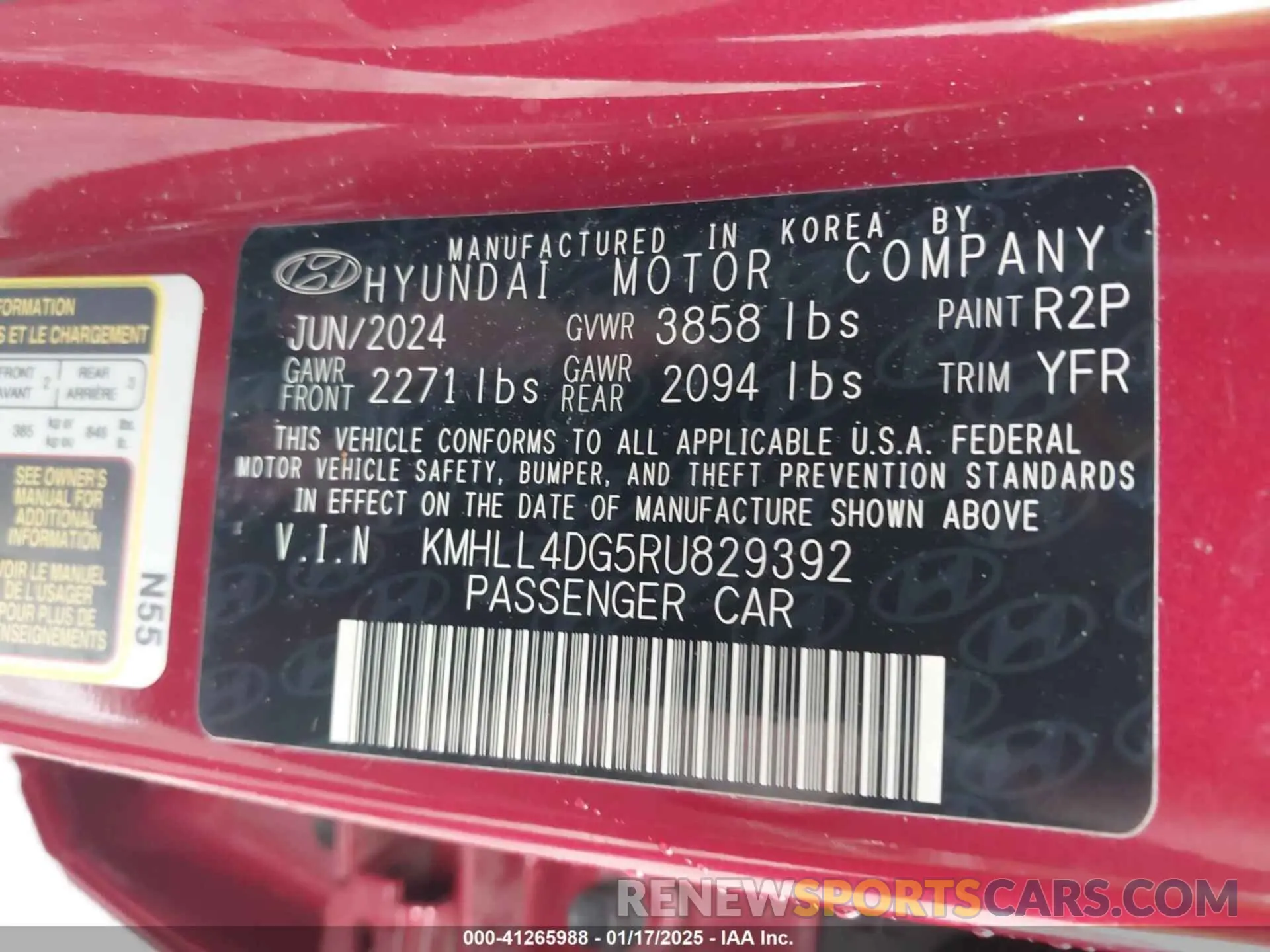 9 Photograph of a damaged car KMHLL4DG5RU829392 HYUNDAI ELANTRA 2024