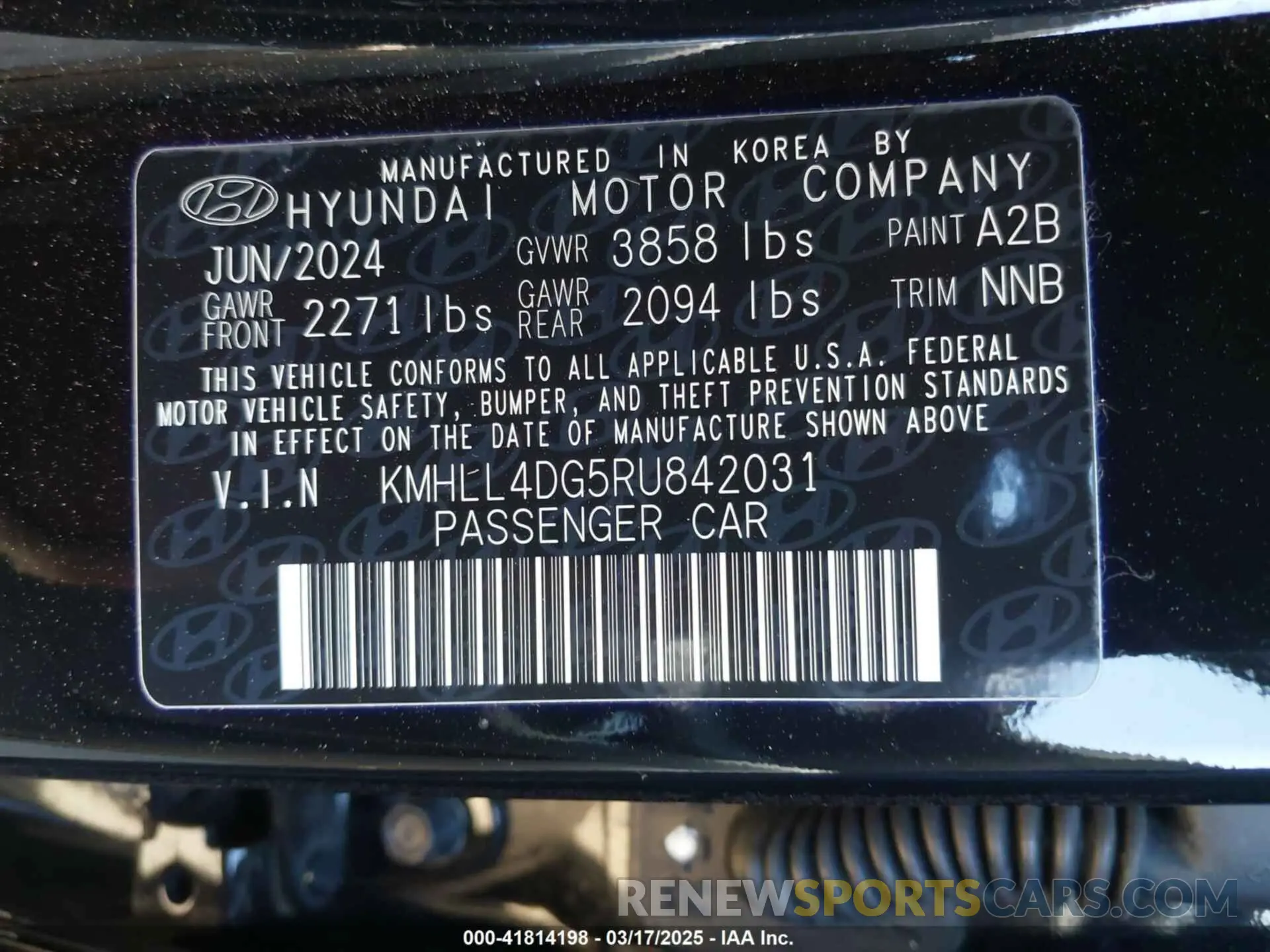 9 Photograph of a damaged car KMHLL4DG5RU842031 HYUNDAI ELANTRA 2024