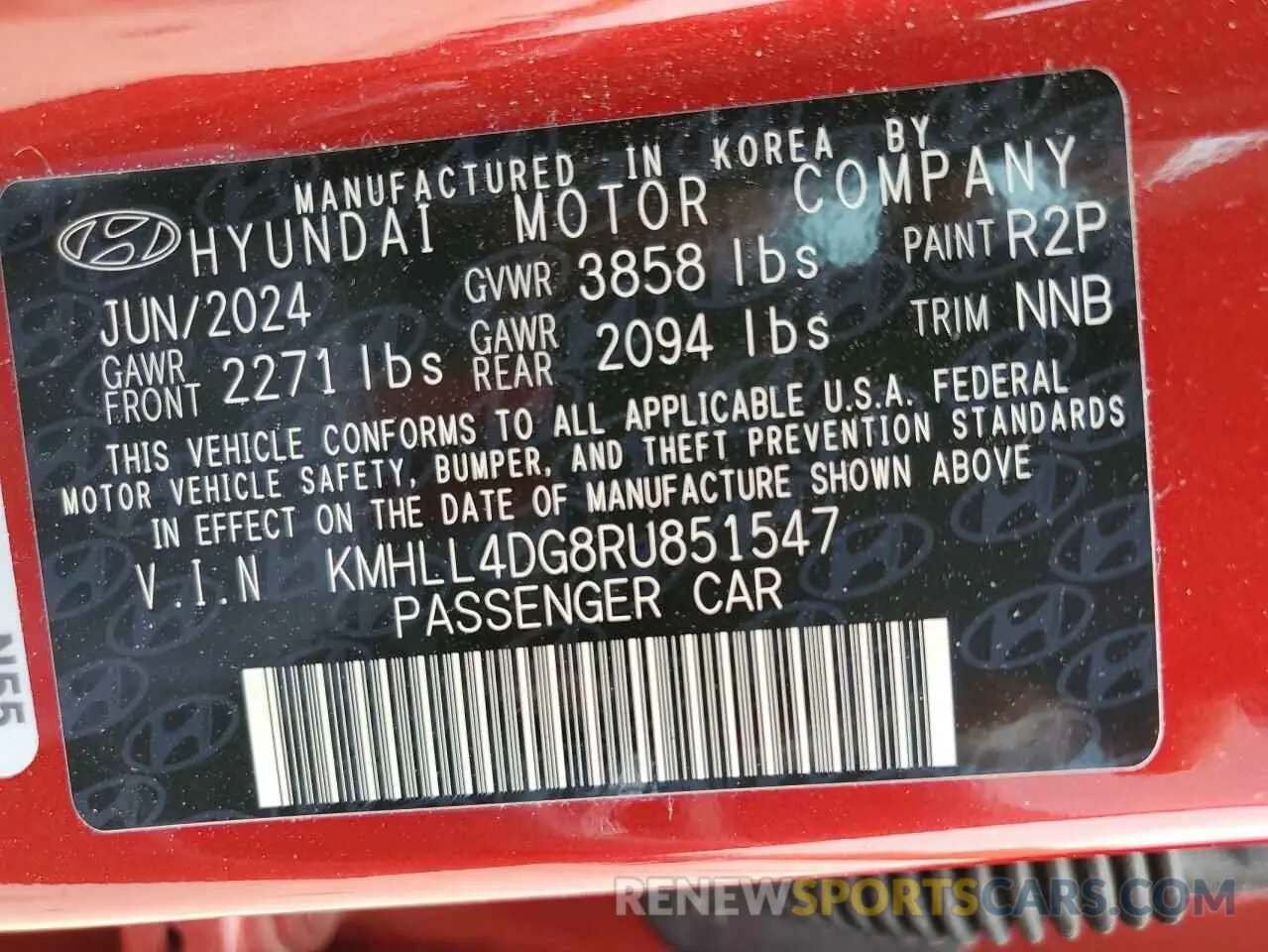 12 Photograph of a damaged car KMHLL4DG8RU851547 HYUNDAI ELANTRA 2024