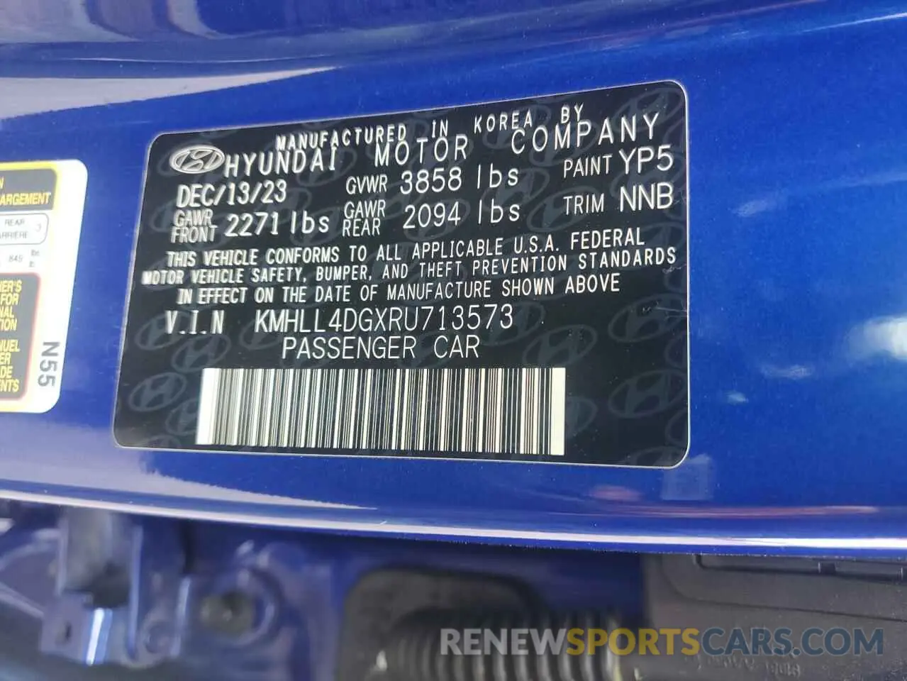 14 Photograph of a damaged car KMHLL4DGXRU713573 HYUNDAI ELANTRA 2024
