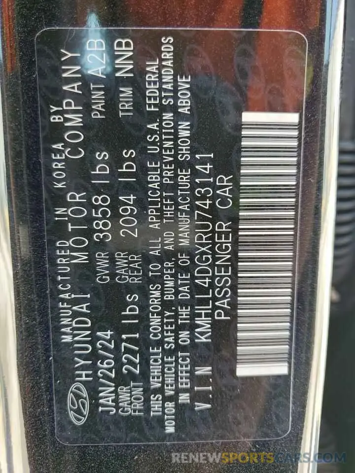 13 Photograph of a damaged car KMHLL4DGXRU743141 HYUNDAI ELANTRA 2024