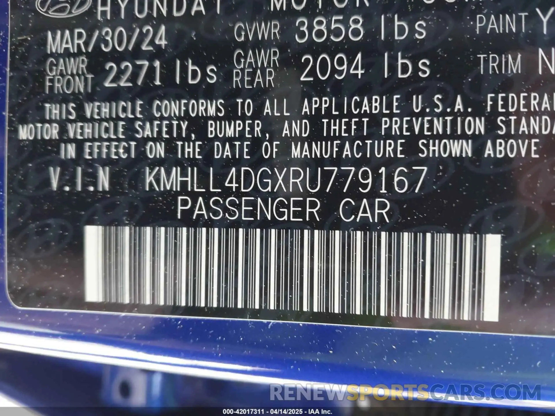 9 Photograph of a damaged car KMHLL4DGXRU779167 HYUNDAI ELANTRA 2024