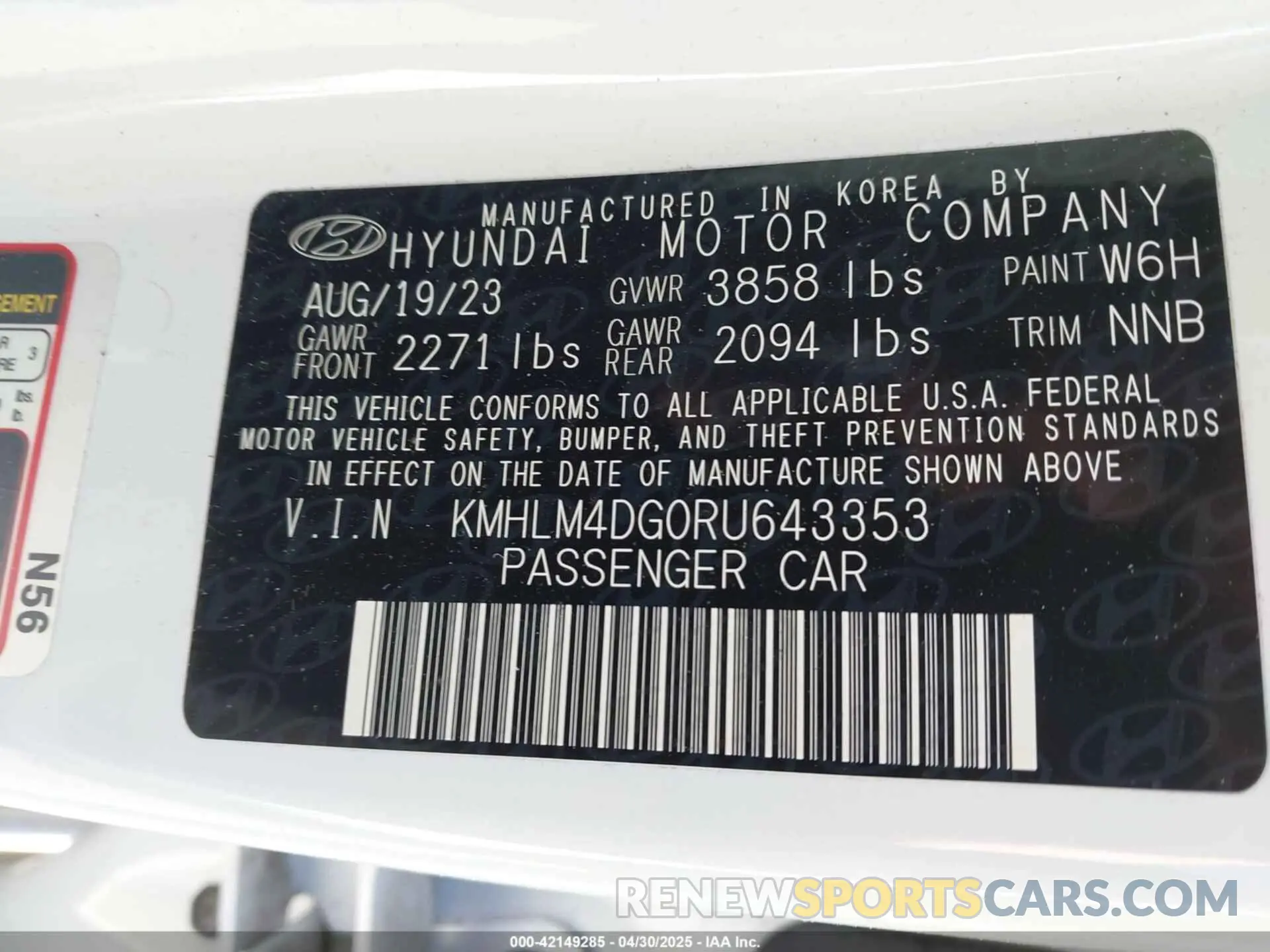 9 Photograph of a damaged car KMHLM4DG0RU643353 HYUNDAI ELANTRA 2024