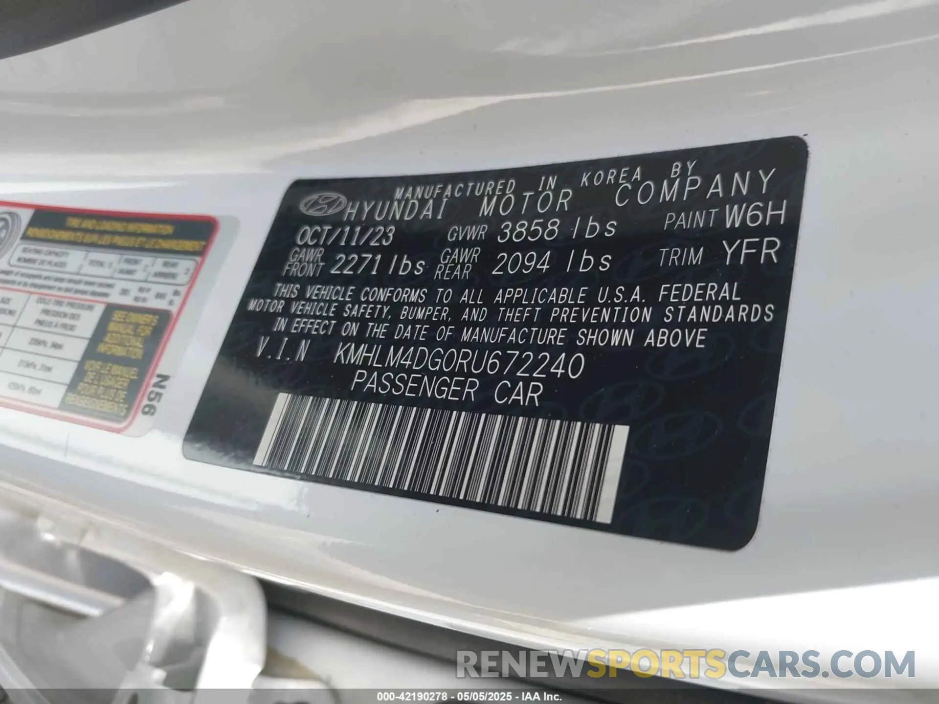 9 Photograph of a damaged car KMHLM4DG0RU672240 HYUNDAI ELANTRA 2024