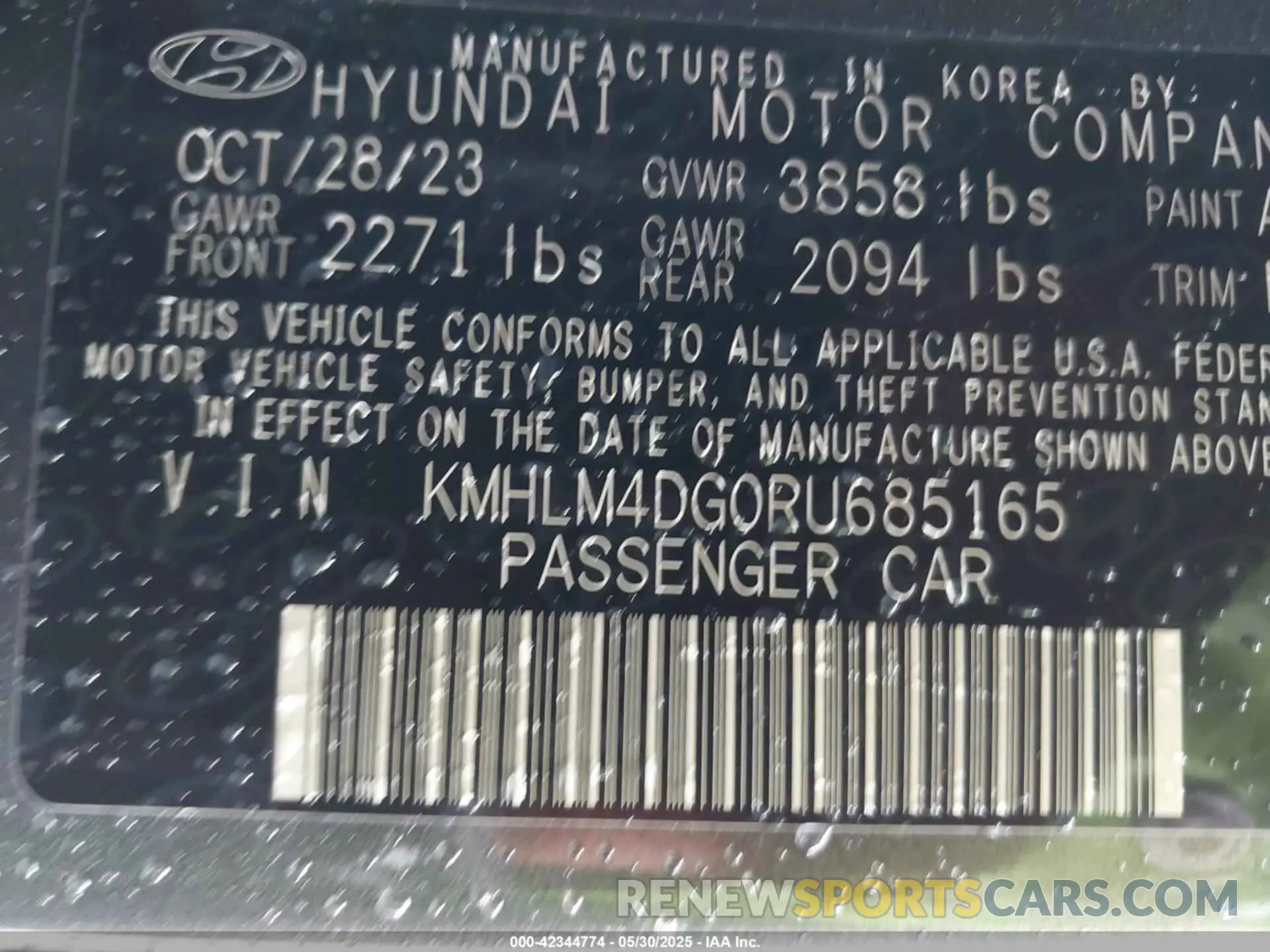 9 Photograph of a damaged car KMHLM4DG0RU685165 HYUNDAI ELANTRA 2024