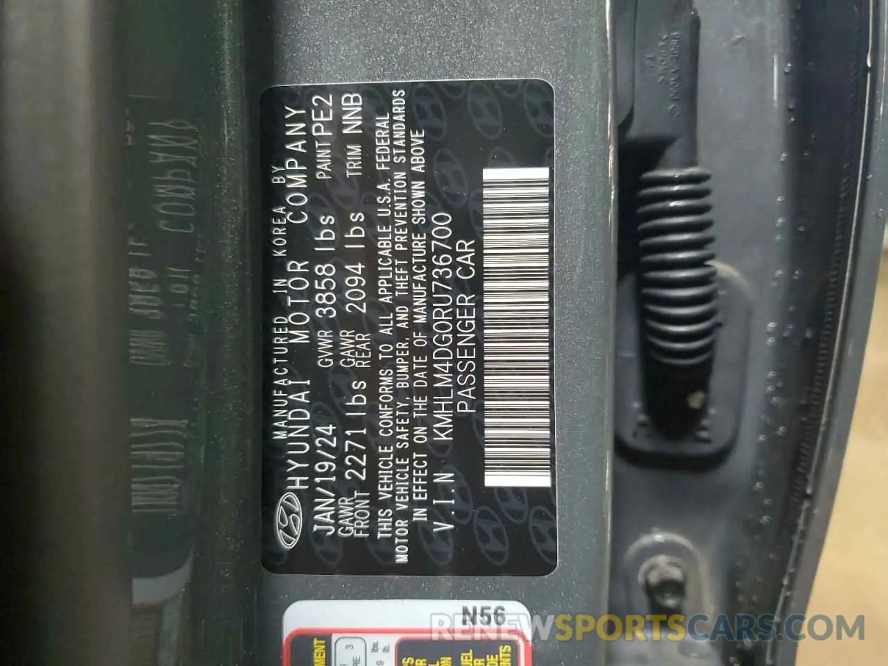 13 Photograph of a damaged car KMHLM4DG0RU736700 HYUNDAI ELANTRA 2024