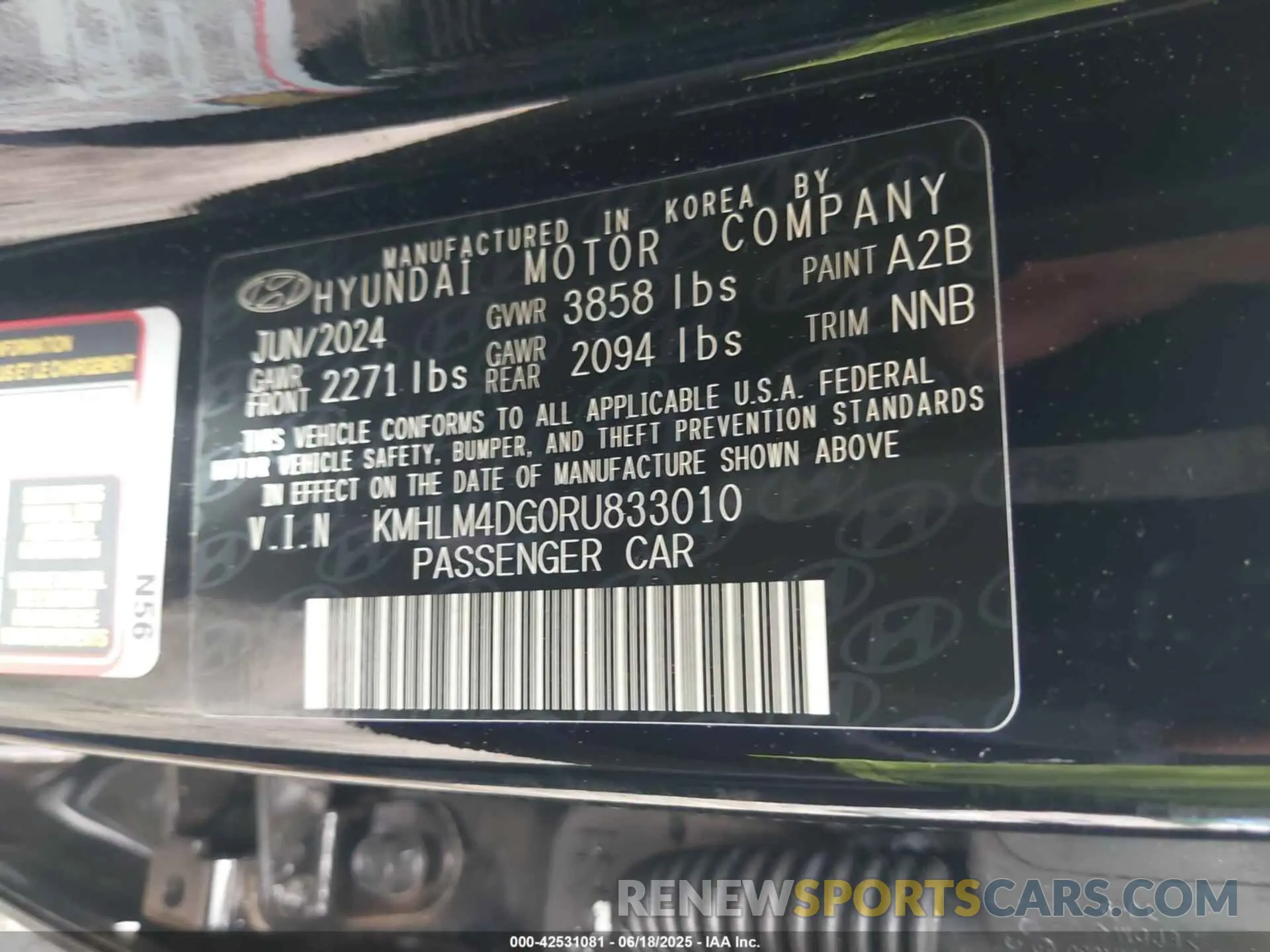 9 Photograph of a damaged car KMHLM4DG0RU833010 HYUNDAI ELANTRA 2024