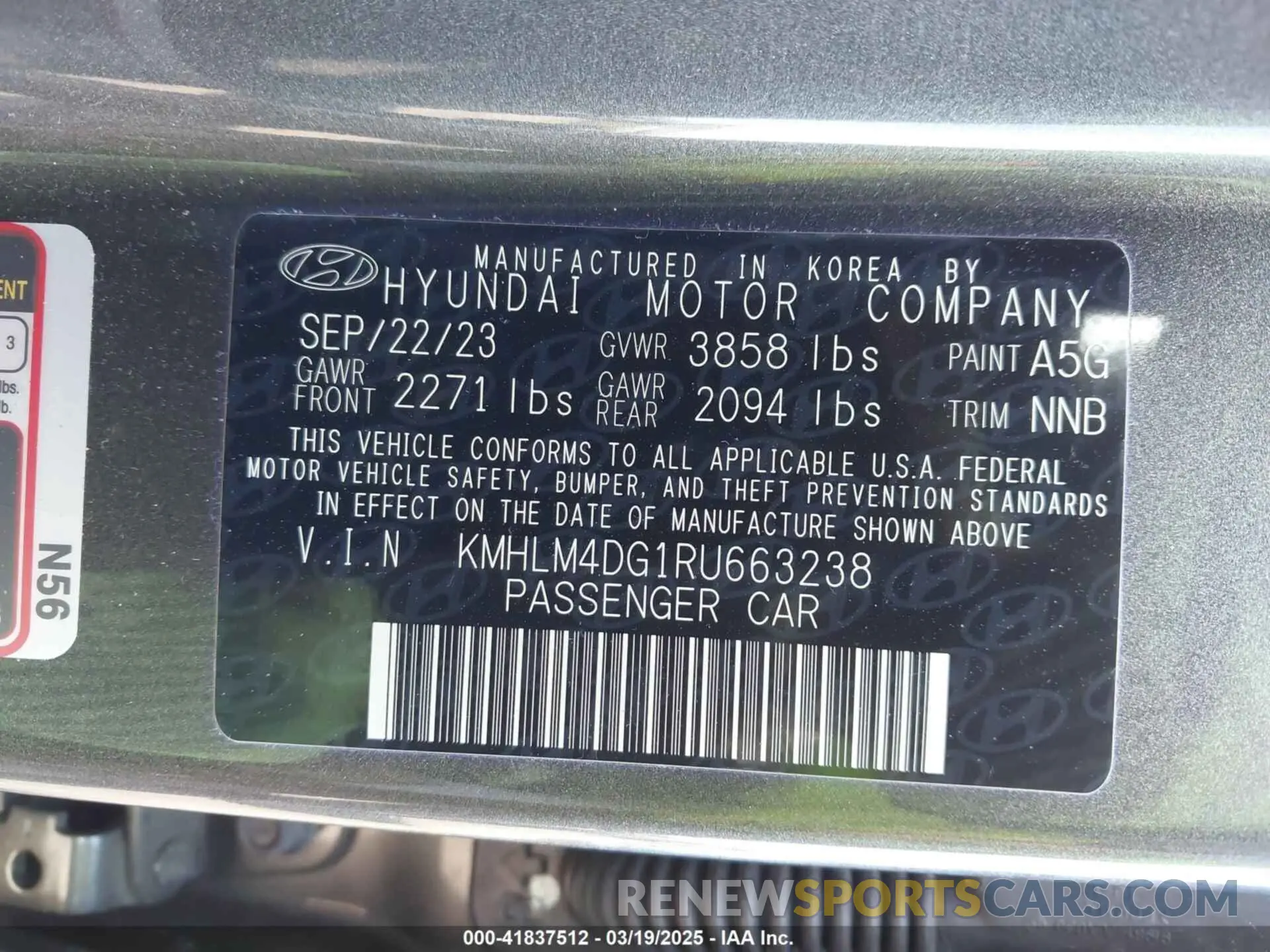 9 Photograph of a damaged car KMHLM4DG1RU663238 HYUNDAI ELANTRA 2024