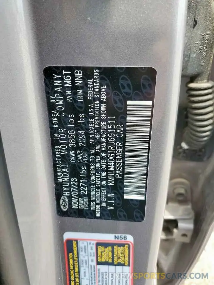 12 Photograph of a damaged car KMHLM4DG1RU691511 HYUNDAI ELANTRA 2024