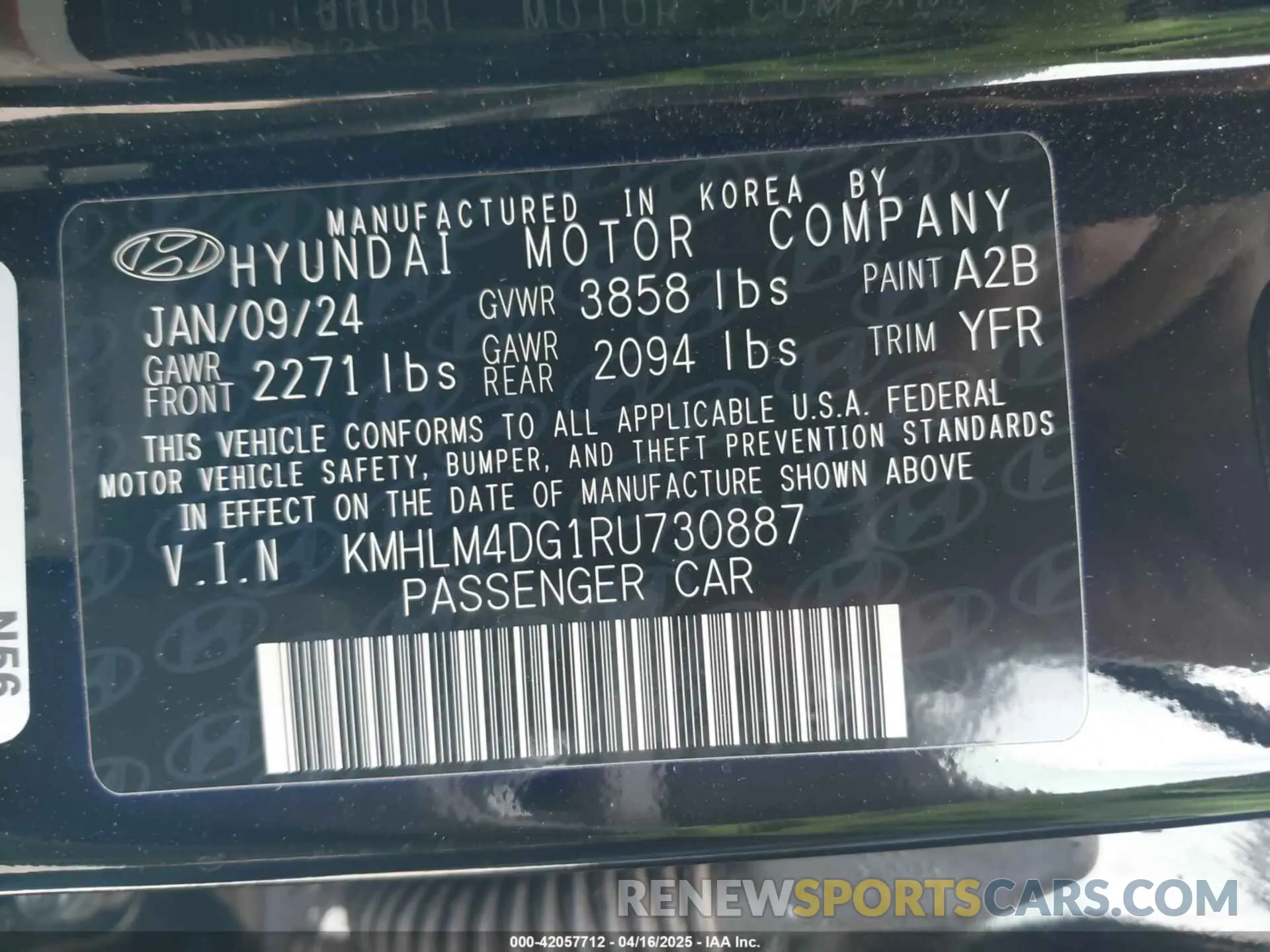 9 Photograph of a damaged car KMHLM4DG1RU730887 HYUNDAI ELANTRA 2024