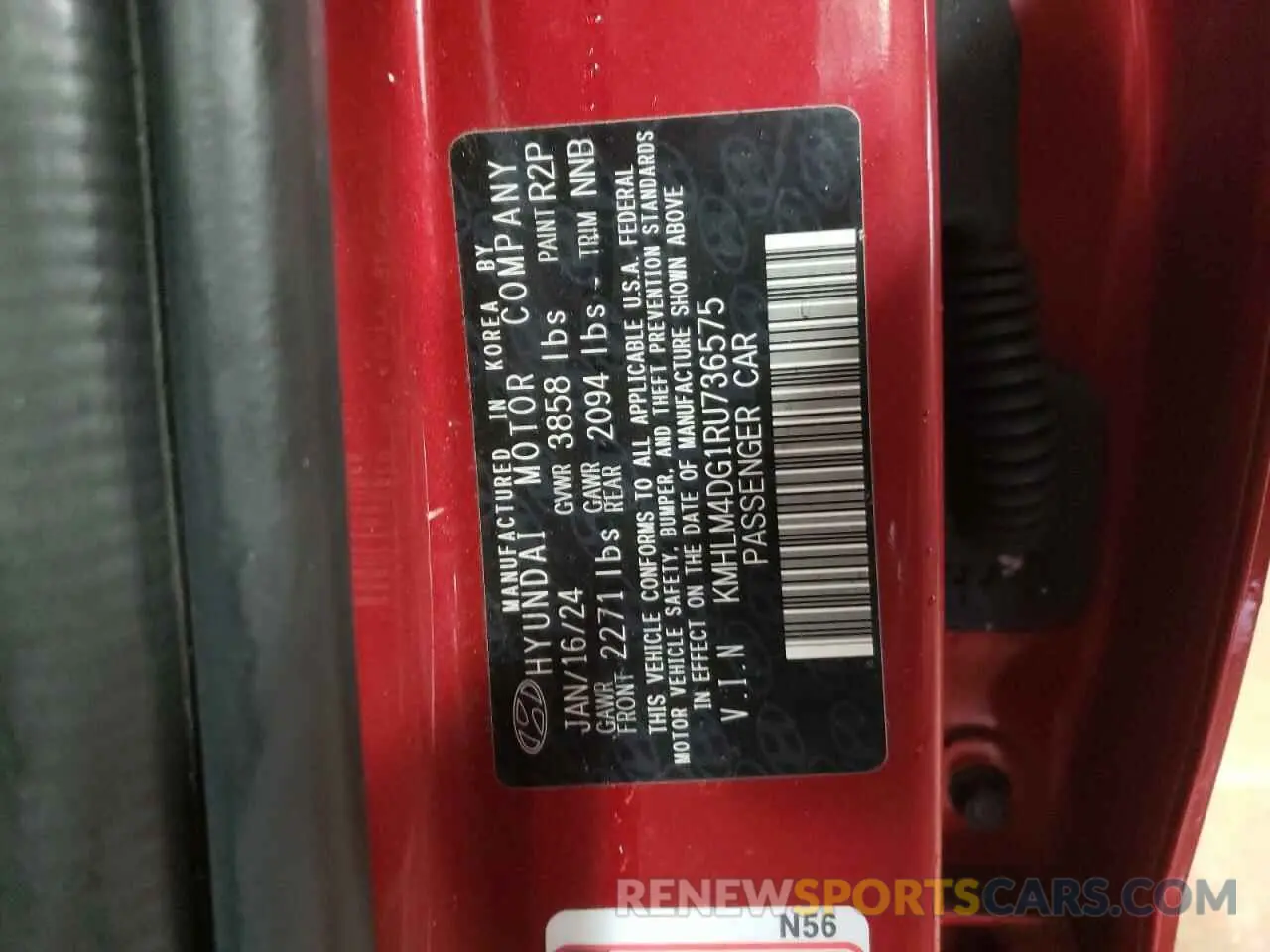 12 Photograph of a damaged car KMHLM4DG1RU736575 HYUNDAI ELANTRA 2024