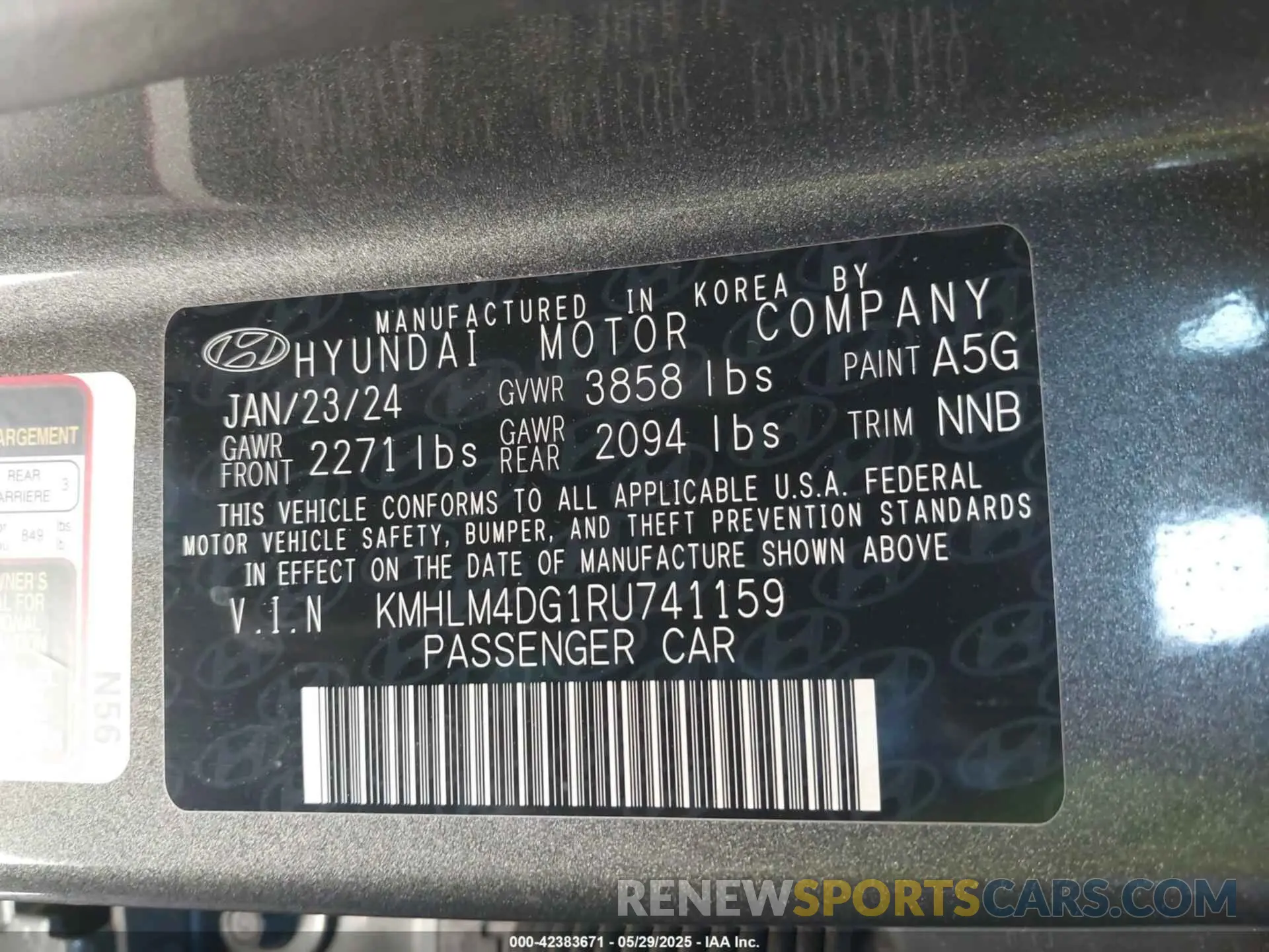 9 Photograph of a damaged car KMHLM4DG1RU741159 HYUNDAI ELANTRA 2024
