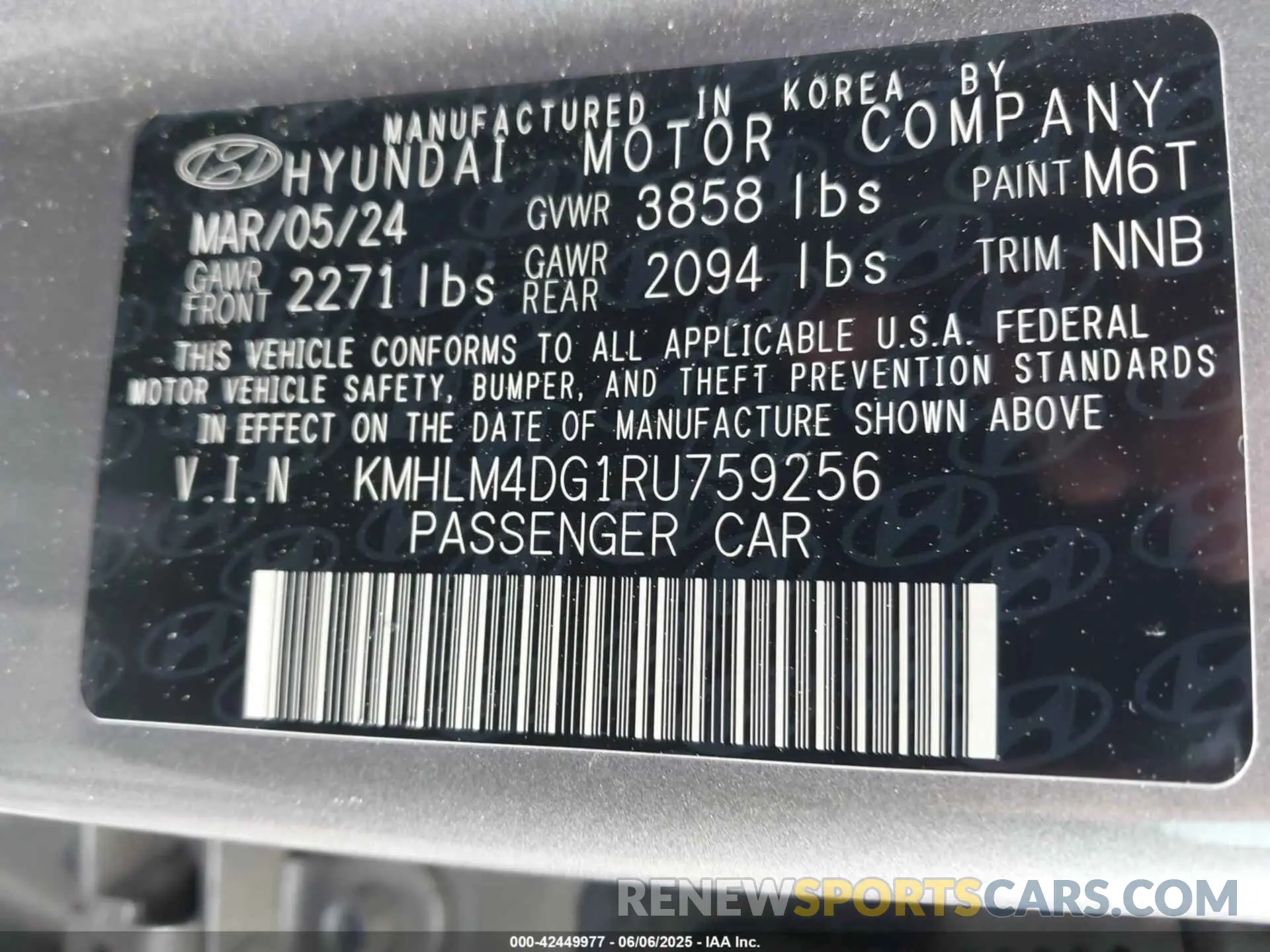 9 Photograph of a damaged car KMHLM4DG1RU759256 HYUNDAI ELANTRA 2024