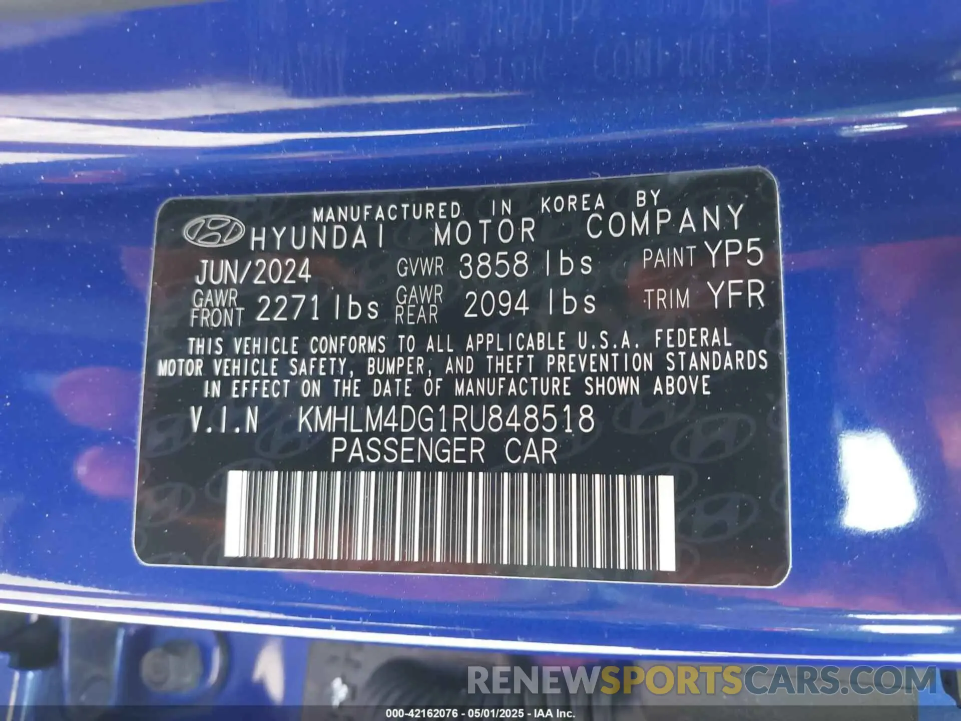 9 Photograph of a damaged car KMHLM4DG1RU848518 HYUNDAI ELANTRA 2024