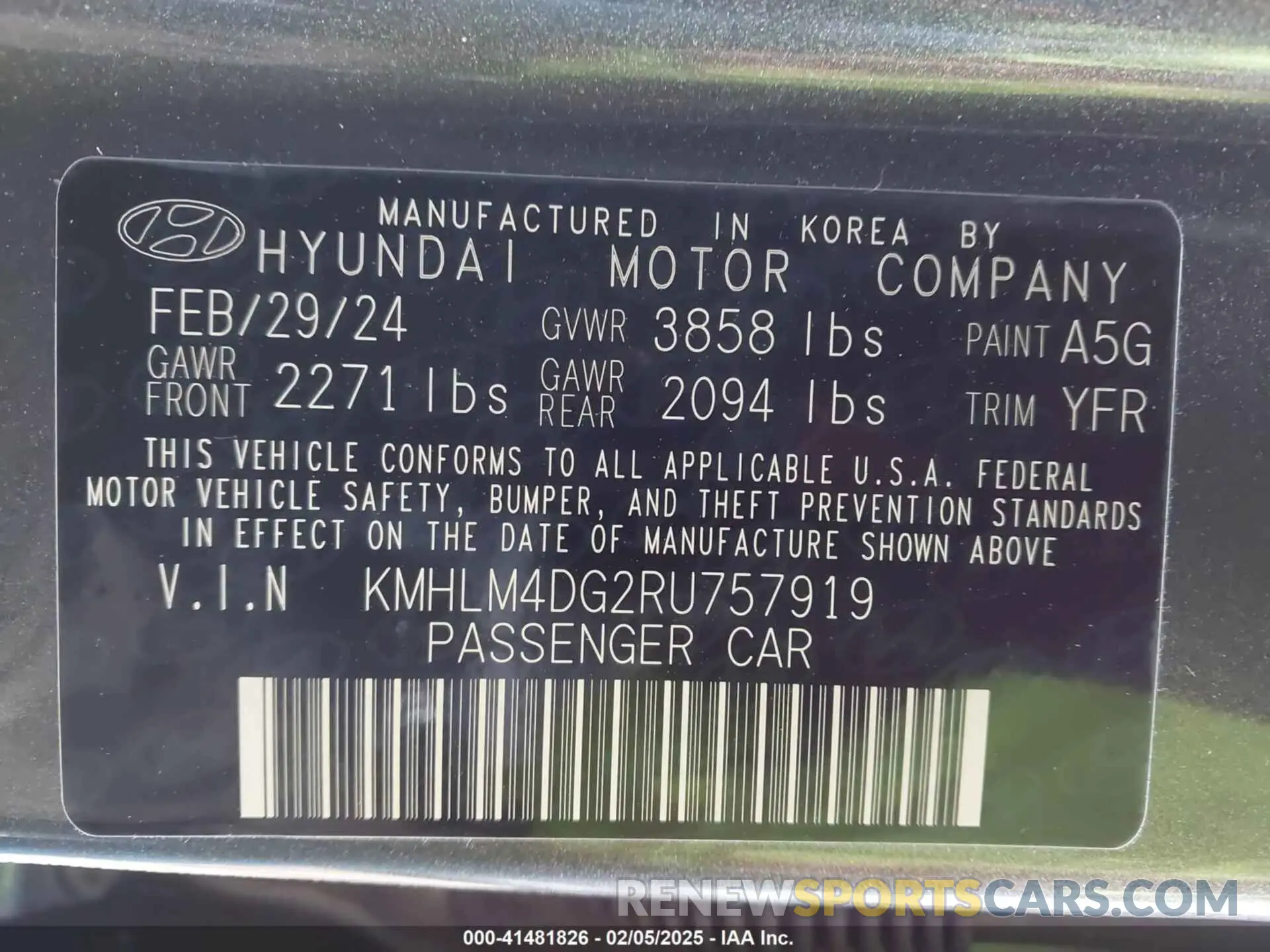 9 Photograph of a damaged car KMHLM4DG2RU757919 HYUNDAI ELANTRA 2024