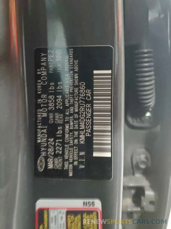 12 Photograph of a damaged car KMHLM4DG2RU776860 HYUNDAI ELANTRA 2024
