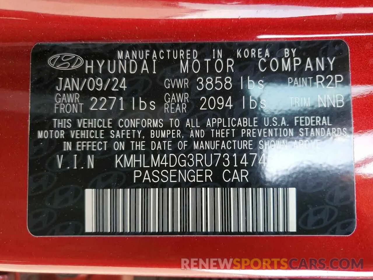 12 Photograph of a damaged car KMHLM4DG3RU731474 HYUNDAI ELANTRA 2024